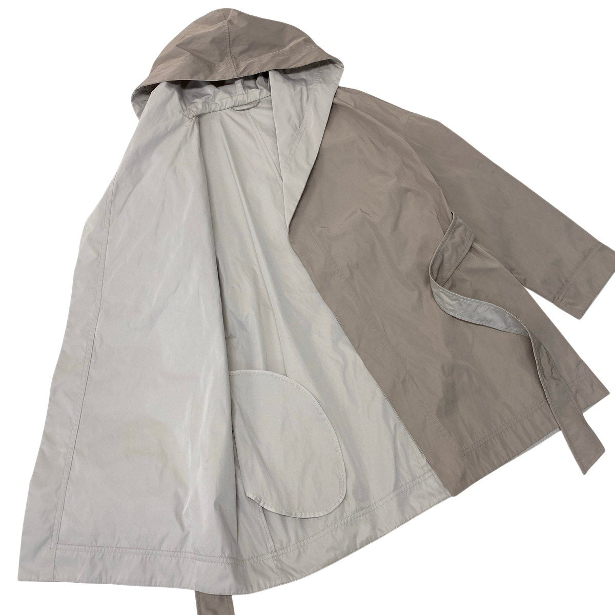 19g16 Max Mara STUDIO マックスマーラ ステュディオ フーデットコート ナイロンコート ベルト付 ベージュ レディース女性用u02t