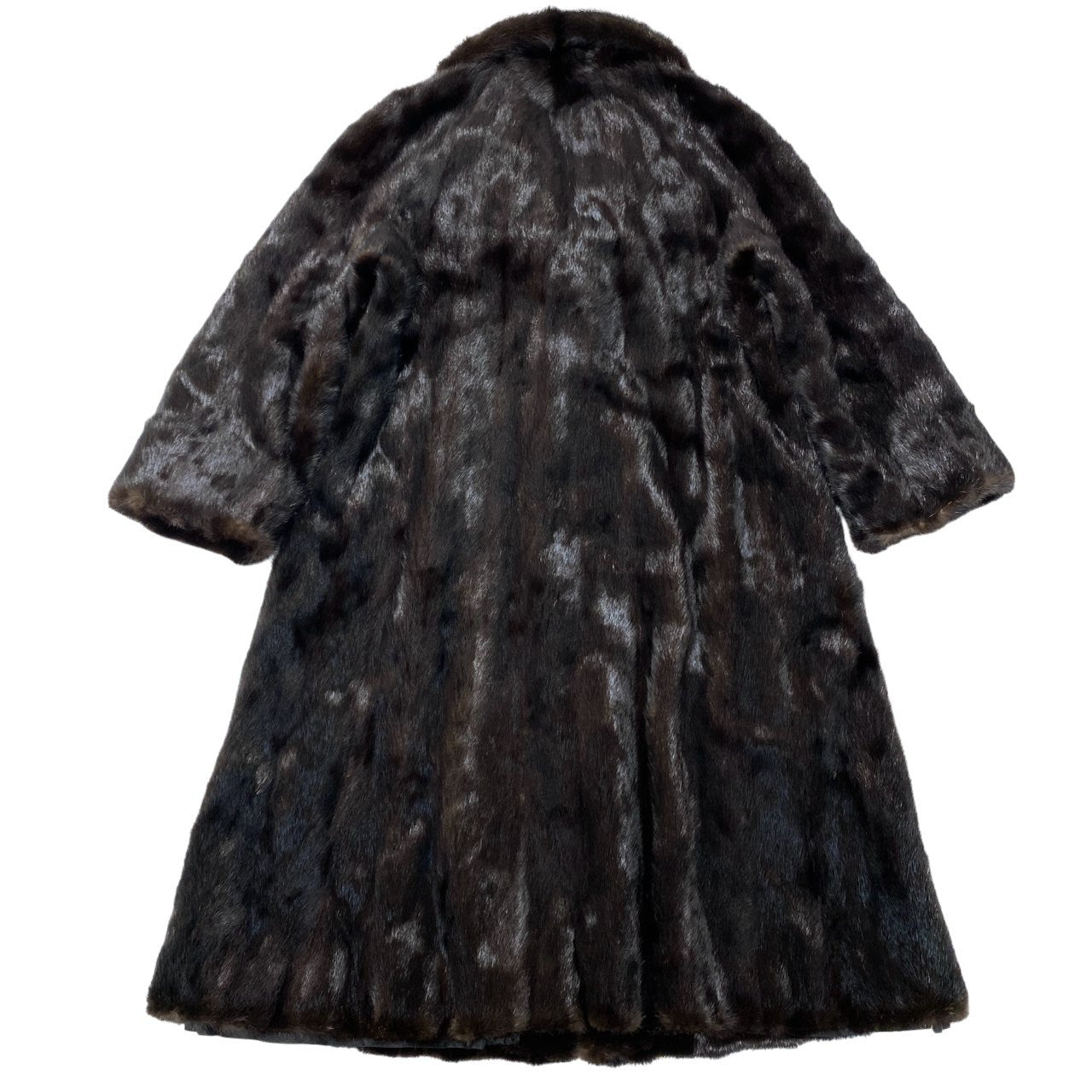 34a16 デミバフミンク ロングコート サイズ11号 MITSUKOSHI ブラウン 本毛皮 Mink Fur Long Coatt18r