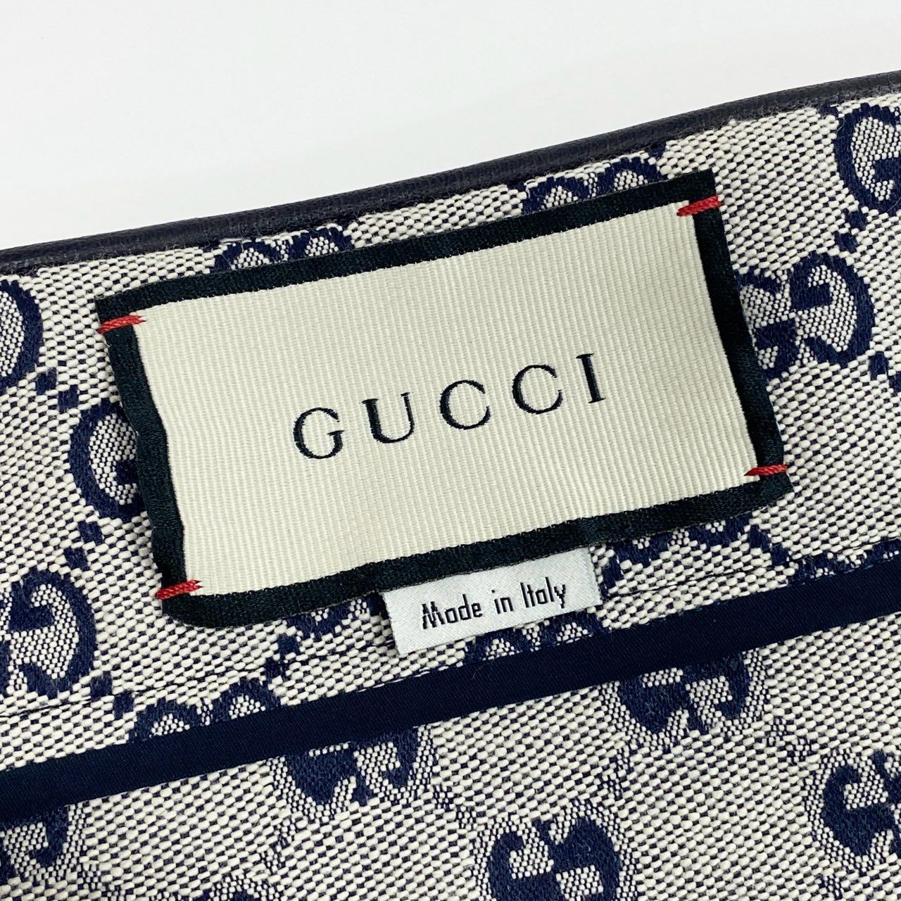 Ia15 GUCCI グッチ レザーパイピング ジャガード GGキャンバス Aラインスカート サイズ42 グレー系 レディースk02i