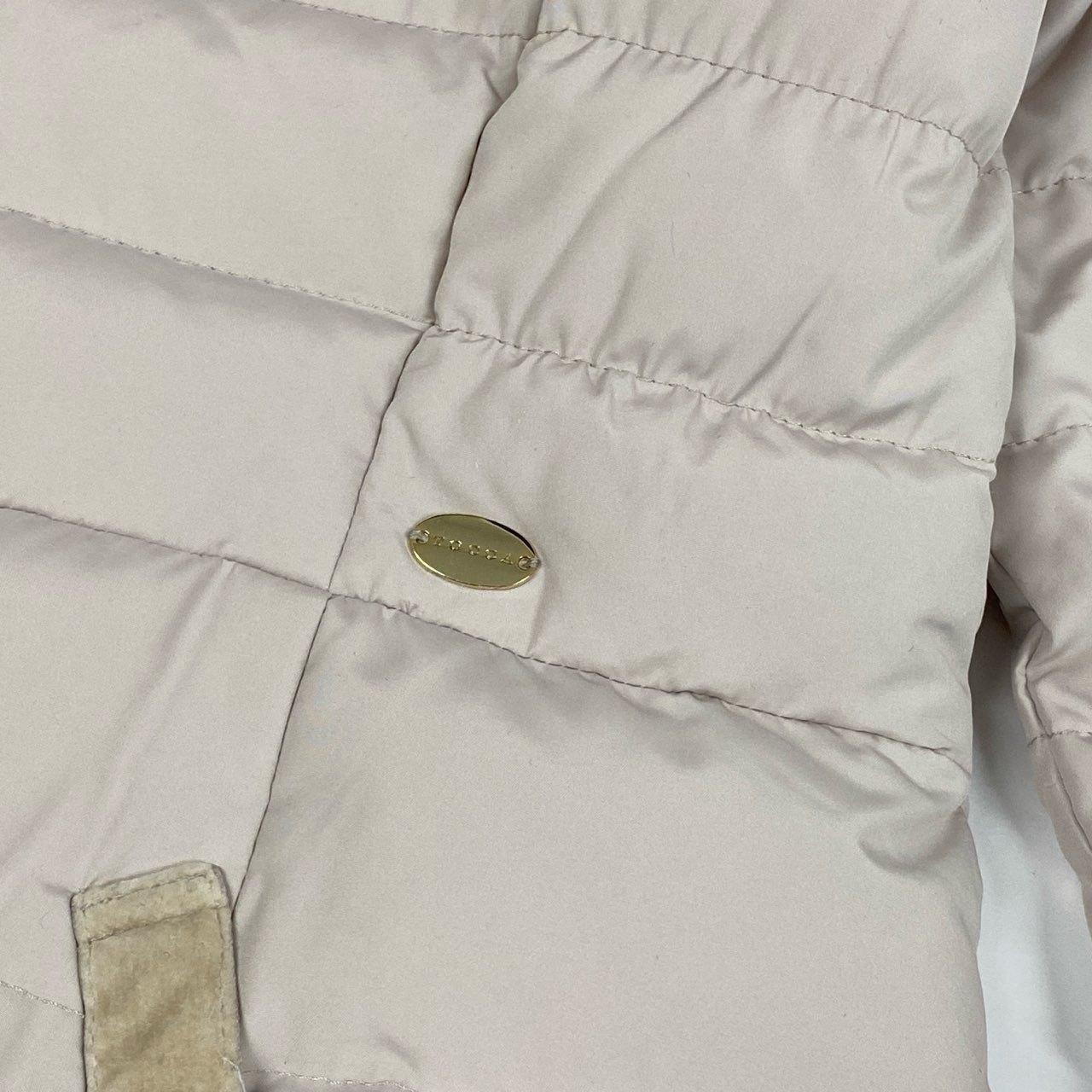 78a21 TOCCA トッカ ベルベット切替 ダウンコート フーデットロングコート ダブルジップ アウター レディース 女性用 サイズ0 ピンクベージュ系u02t