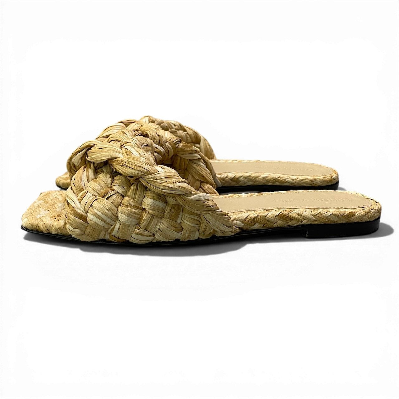 Ad2 BOTTEGA VENETA ボッテガヴェネタ  リド スライドサンダル サイズ36 1/2 編み込みラフィアサンダル レディースk02i