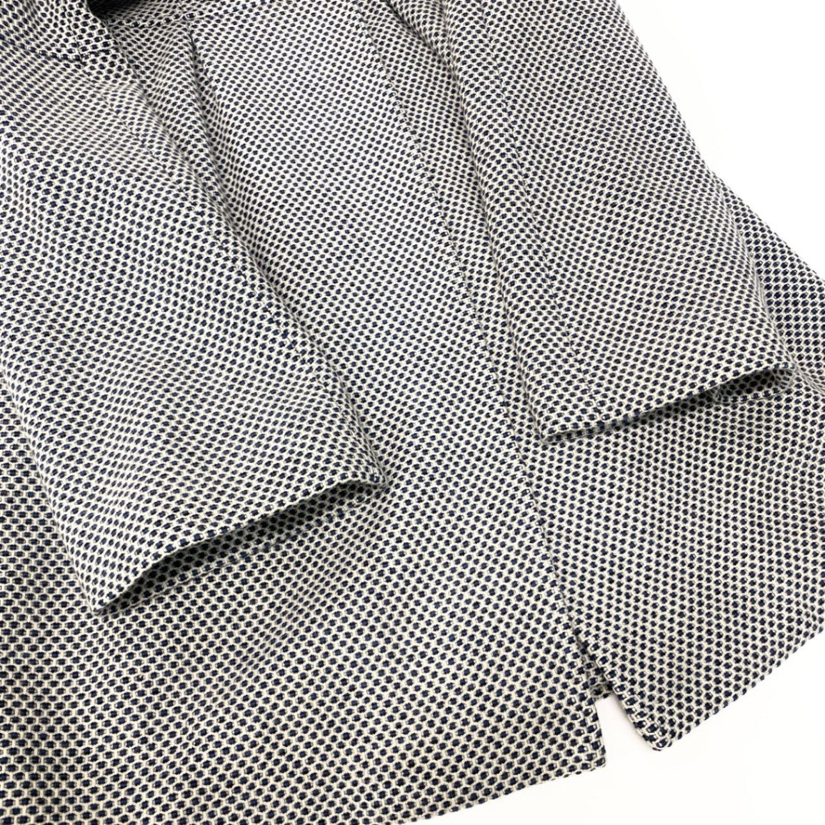47b3【美品】HERNO ヘルノ ステンカラーコート ウールロングコート ウエスト切替 タック入り アイボリー ブルー ウール100％ レディース 女性用u02t