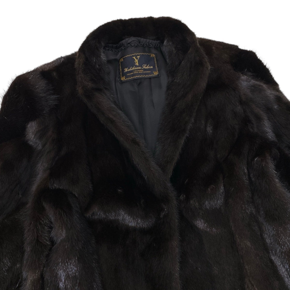 75i24 Yoshikawa Saloon 袖段 ダークミンク ファーコート サイズF ダークブラウン 本毛皮 Dark Mink Fur Coat リアルファーt18r