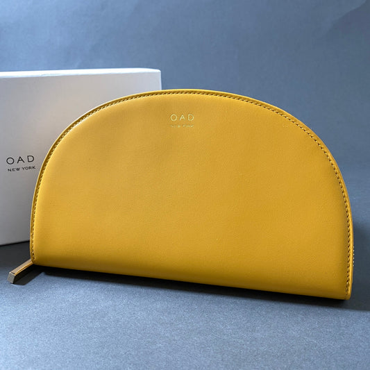 f28-11 《未使用保管品》 OAD NEW YORK オーエーディー ニューヨーク Dia Continental Mirror Wallet ミラーロングウォレット イエロー レザー ラウンドジップ 長財布