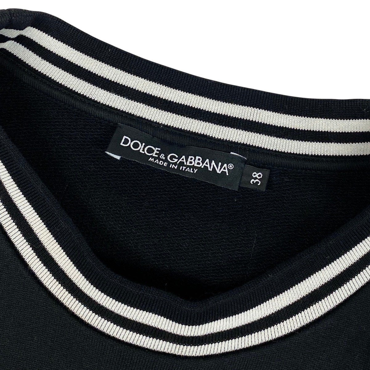 Hh11 【美品】DOLCE&GABBANA レース ビーズ 刺繍 スウェット トップス イタリア製 38サイズ ブラック レディース 女性用k02i