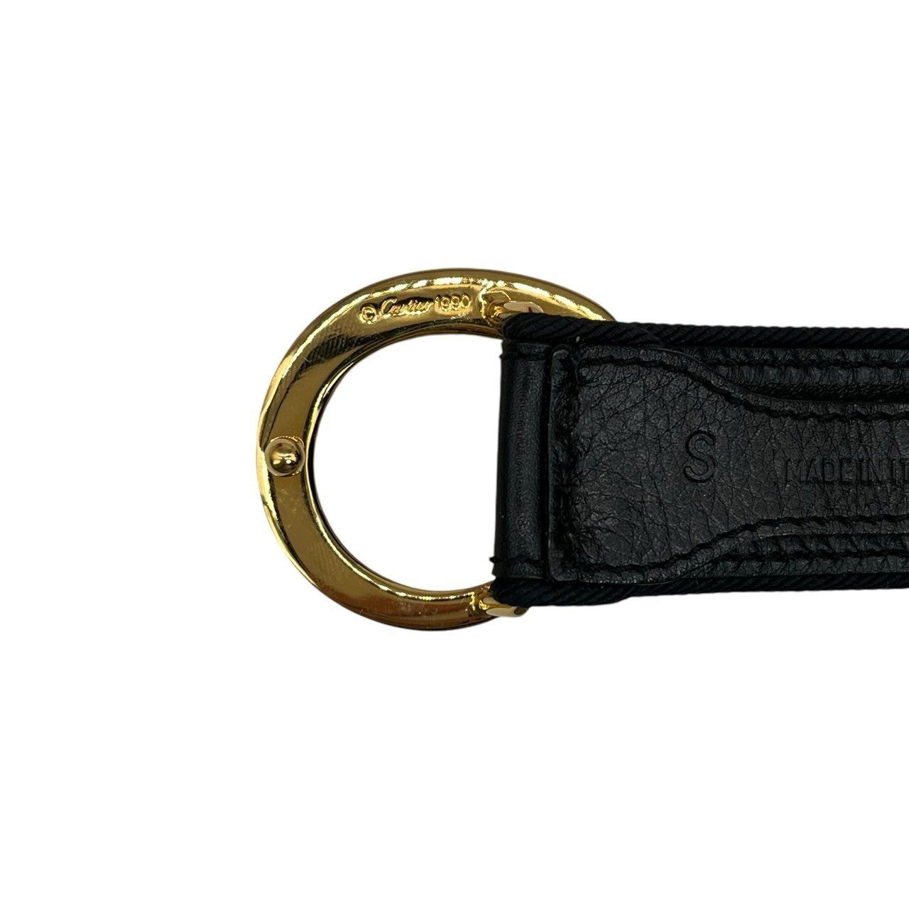 《美品》 must de Cartier マスト ドゥ カルティエ パンテール ゴールド金具 レザーベルト S ブラック Leather イタリア製 箱有