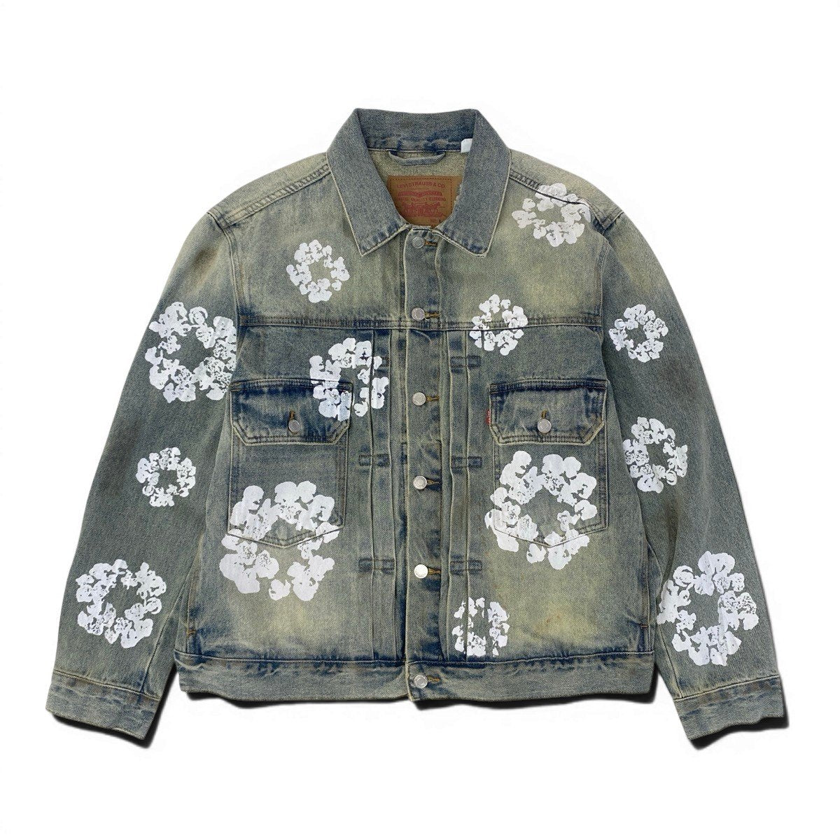 87g11 Levi’s リーバイス DENIM TEARS コラボ 2ndタイプ コットンリースデニムジャケット サイズL ライトブルー コットン100％ メンズo07t