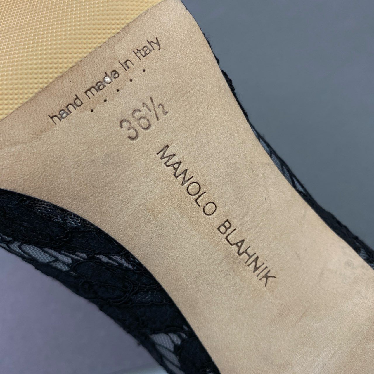 7a28 《極美品》 MANOLO BLAHNIK マノロブラニク Hangisi ハンギシ サテン レース ヒールパンプス シューズ イタリア製 36 1/2 ブラック