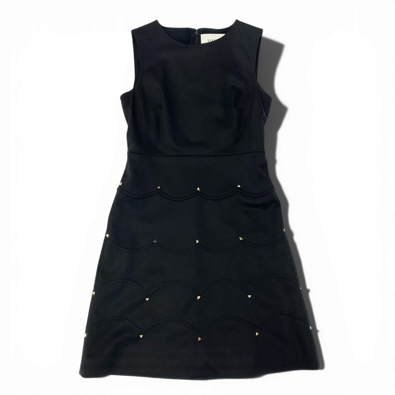 38a15 VALENTINO ヴァレンティノ ロックスタッズ ノースリーブ ワンピース ドレス バックジップ サイズ8 ブラック レディースk02i