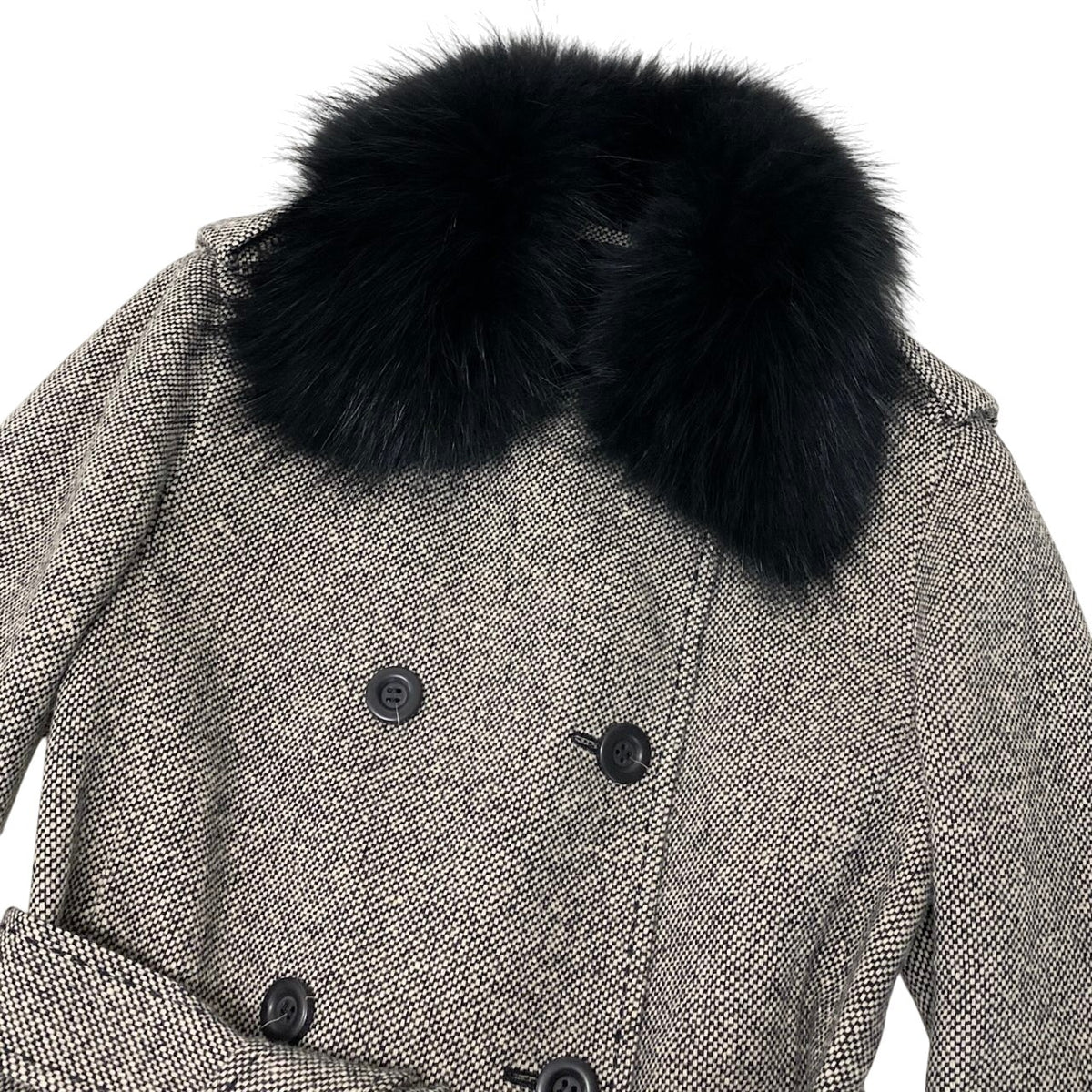 32i28 BURBERRY LONDON バーバリーロンドン ダブルブレスト ショートコート ツイードコートジャケット 9サイズ アイボリー ブラック レディース 女性用u02t