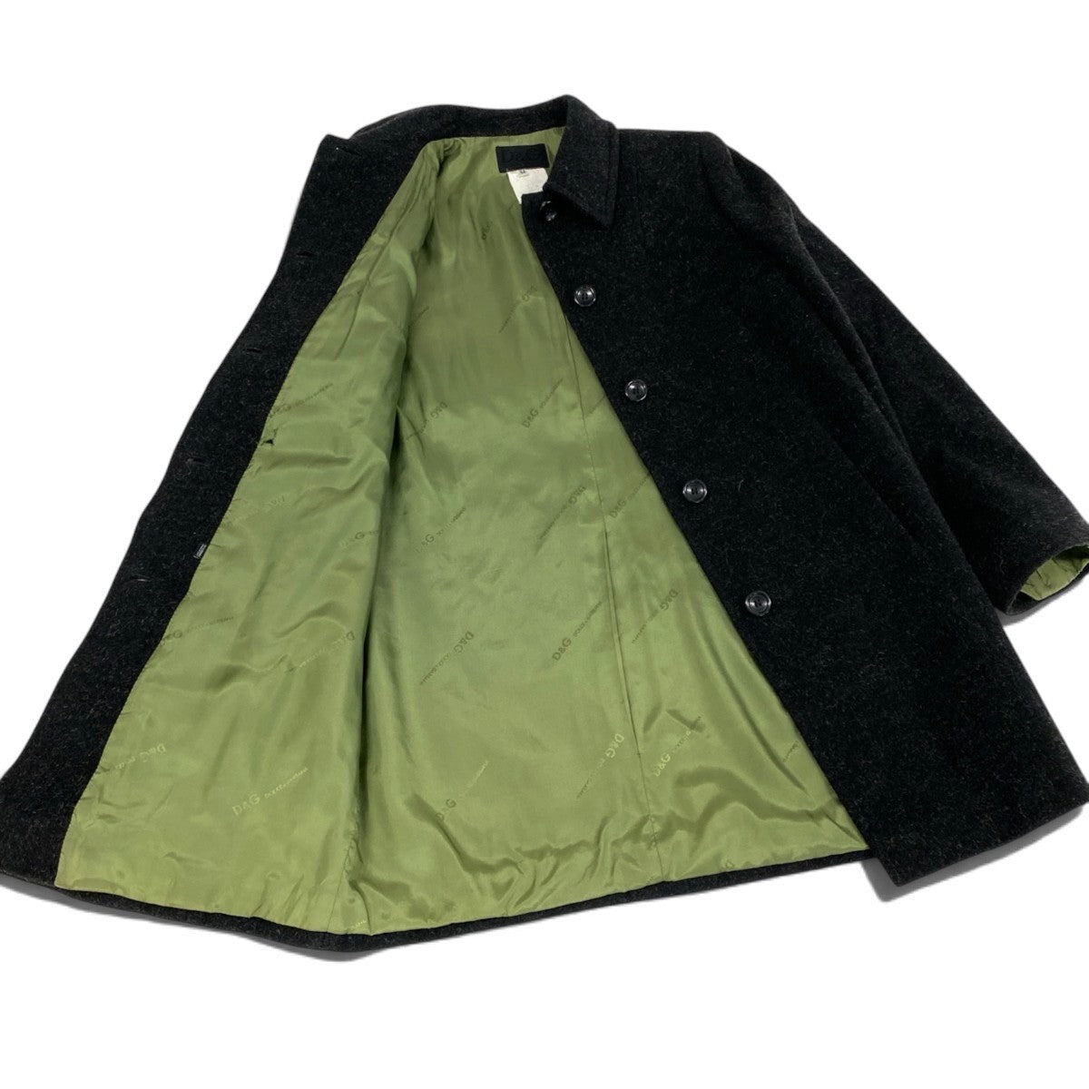 53j6 D＆G DOLCE&GABBANA ドルチェアンドガッパーナ 00's ステンカラーコート コートジャケット イタリー製 38サイズ ブラック レディース 女性用u02t