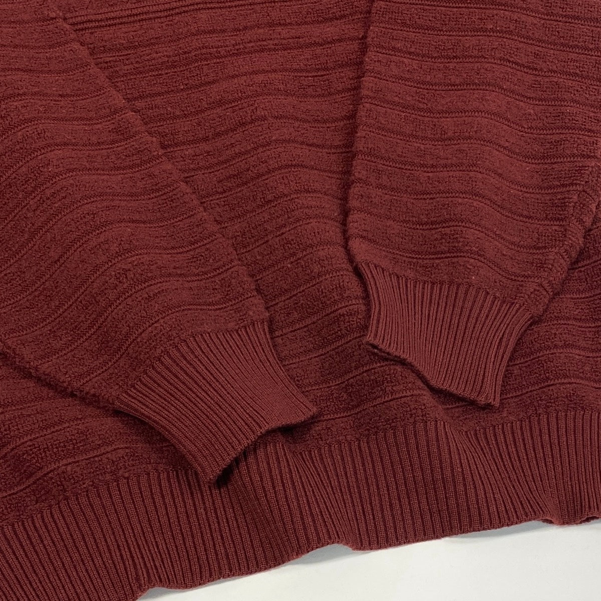 60f2 YVES SAINT LAURENT イヴサンローラン YSLロゴ刺繡 クルーネック ニットセーター サイズL ボルドー ウール100％ メンズ 紳士服o07t
