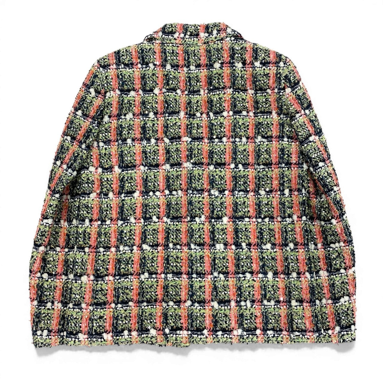 Cd7 CHANEL シャネル 2020クルーズライン P62793 スパンコール混 ツイードジャケット 4Pジャケット サイズ34 レディース ココマークボタンk02i