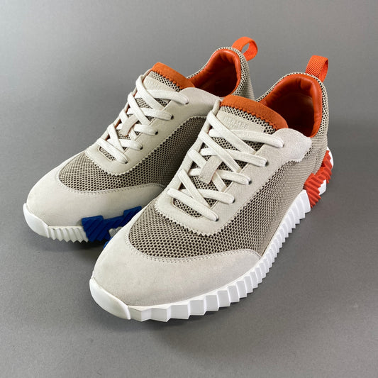 1h9 HERMES エルメス スニーカー ローカットスニーカー シューズ バウンシング Hロゴ 44 アイボリー オレンジ メンズk02i