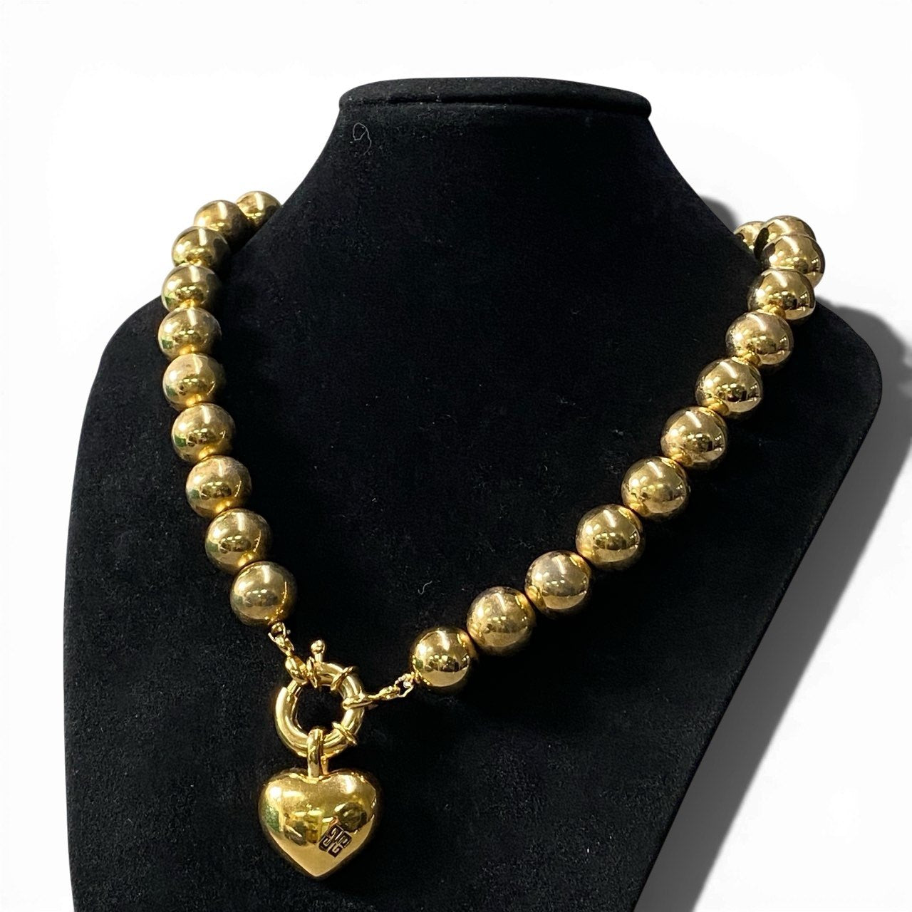 b2 GIVENCHY ジバンシー ハートチャーム ゴールドボールネックレス Gold Heart Necklace ジュエリー アクセサリーt18r