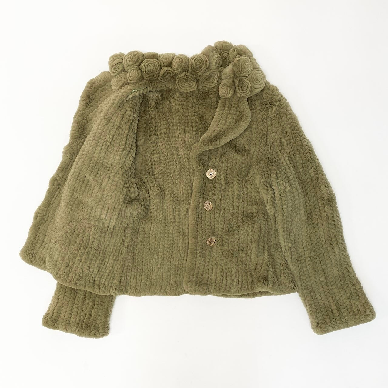 43d2 ビーバーヤーン 毛皮コート 毛皮ジャケット アウター Mサイズ グリーン 毛皮 レディース 女性用k02i