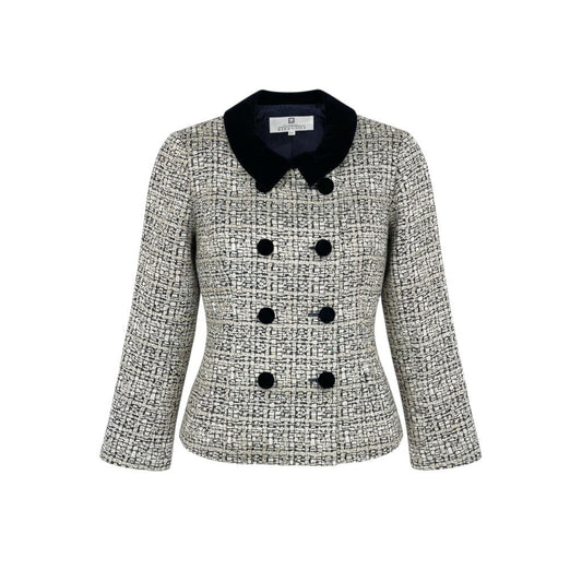 24l15《美品》 Vintage GIVENCHY ジバンシー  ベロア切替 テーラードジャケット ブレザー 総柄 14 ゴールド系 画像参照 レディースu02t