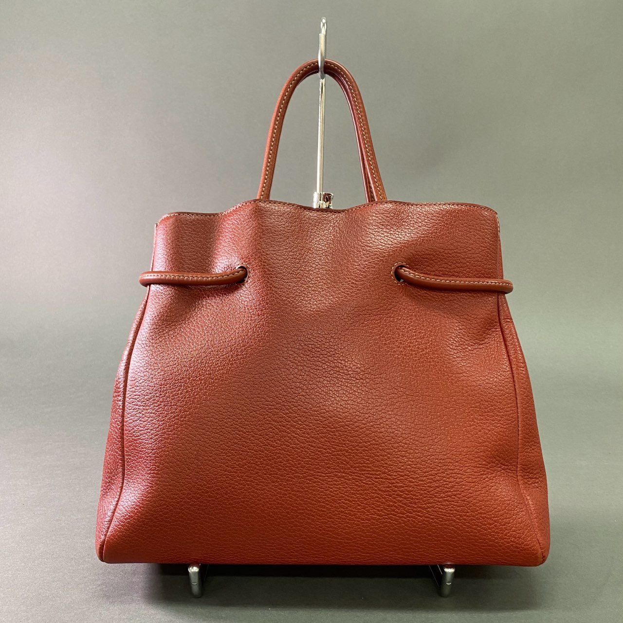 Aj28 DEUX de Delvaux デルヴォー レザーハンドバッグ レッド leather トートバッグ 本革 カバン 鞄 Hand Bag