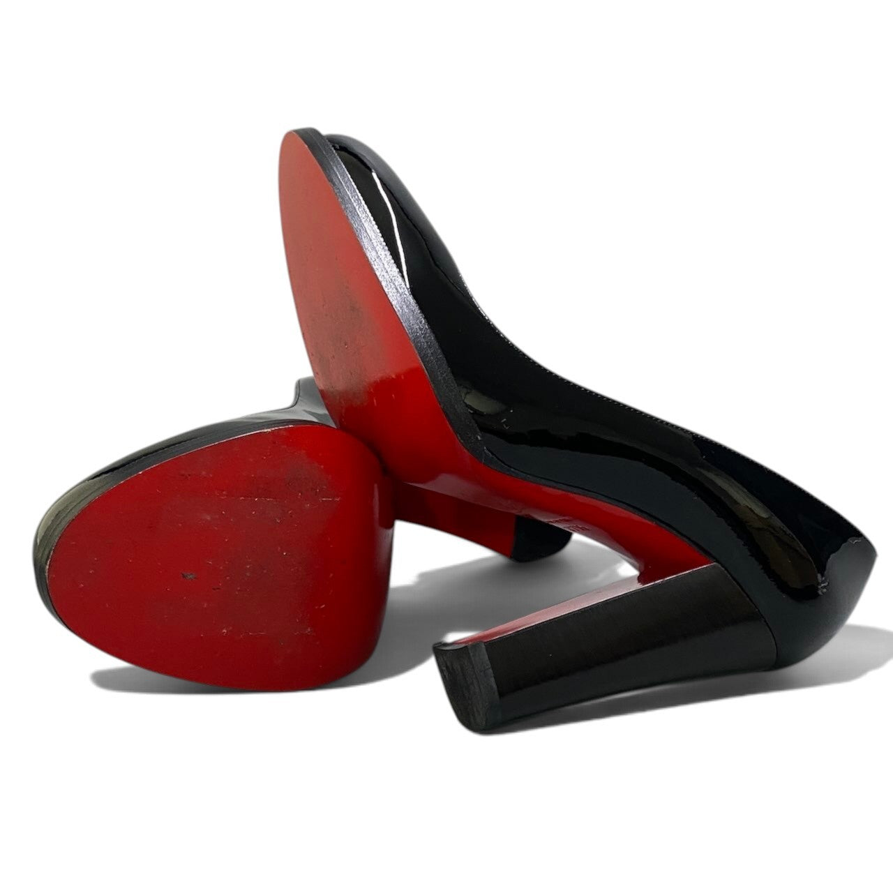 2h29《美品》 Christian Louboutin クリスチャンルブタン LONDON B 100 エナメル ヒールパンプス 3160788 サイズ37.5 ブラック パテントレザー 箱付t18r