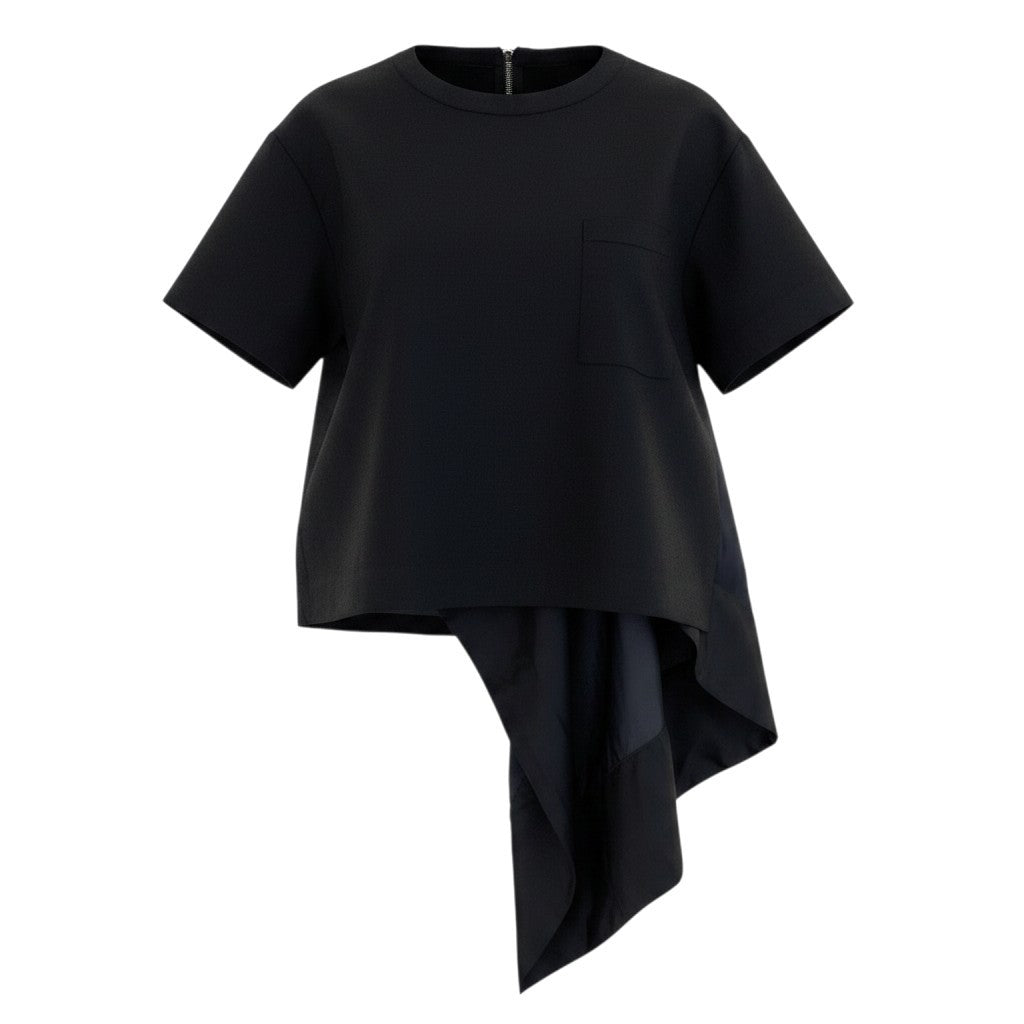 Ae11 sacai 21SS Suiting Mix Pullover 半袖カットソー 21-05650 1サイズ ブラック レディース 女性用ta1
