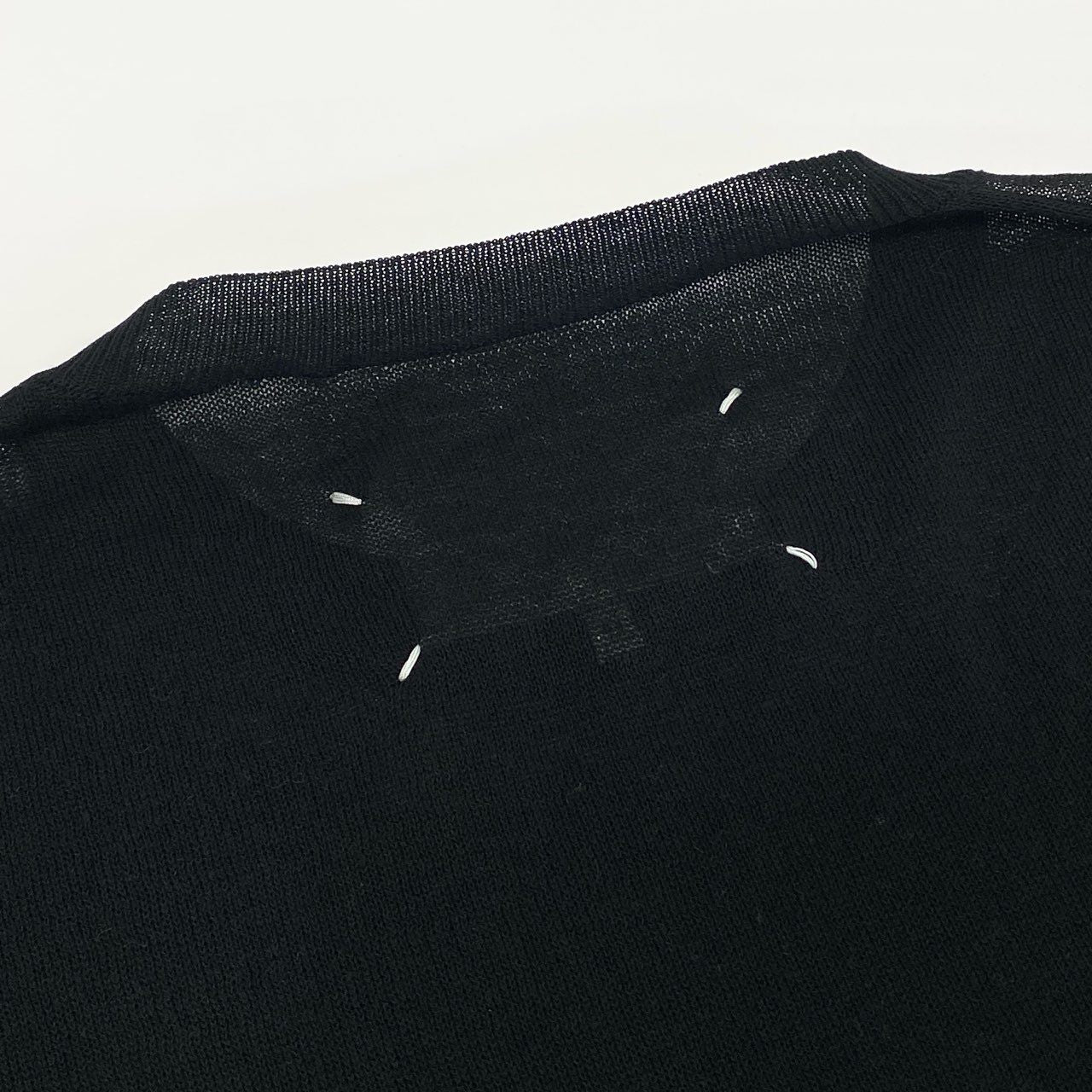 74k11《美品》 Maison Margiela メゾンマルジェラ 18SS シースルー スイッチング コットンニット S ブラック 4つタグ 透け感◎t18r
