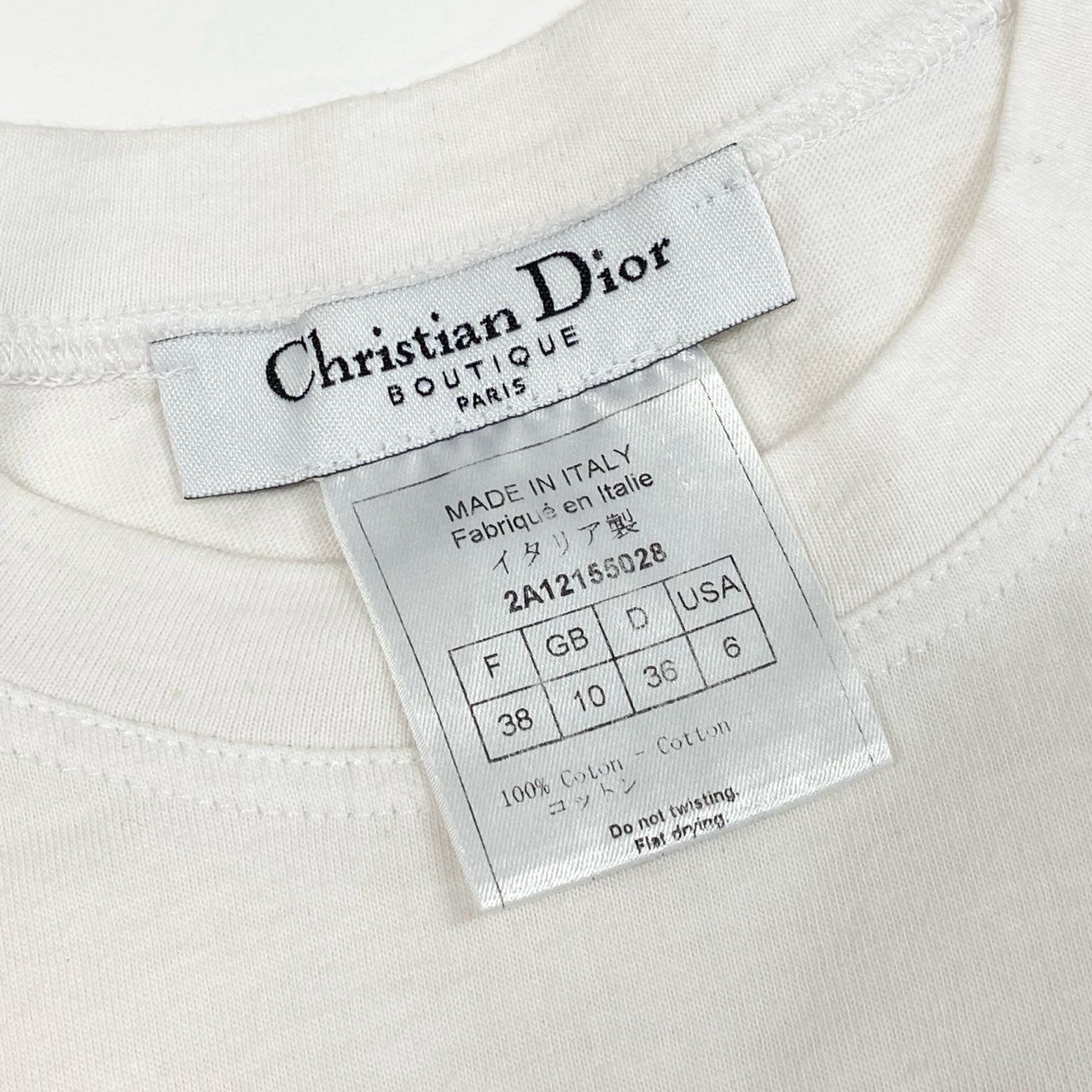 d7 Christian Dior クリスチャンディオール 2002 ガリアーノ期 半袖カットソー Tシャツ トップス 2A12155028 38 ホワイト コットン レディースta2