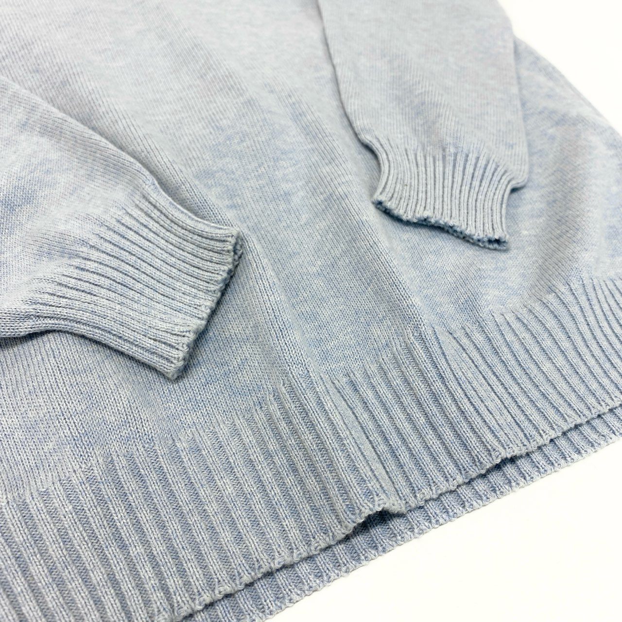 19k10 【美品】malo マーロ ニットセーター コットンニット コットン100％ Vネック イタリア製 50サイズ ライトブルー レディースu02t