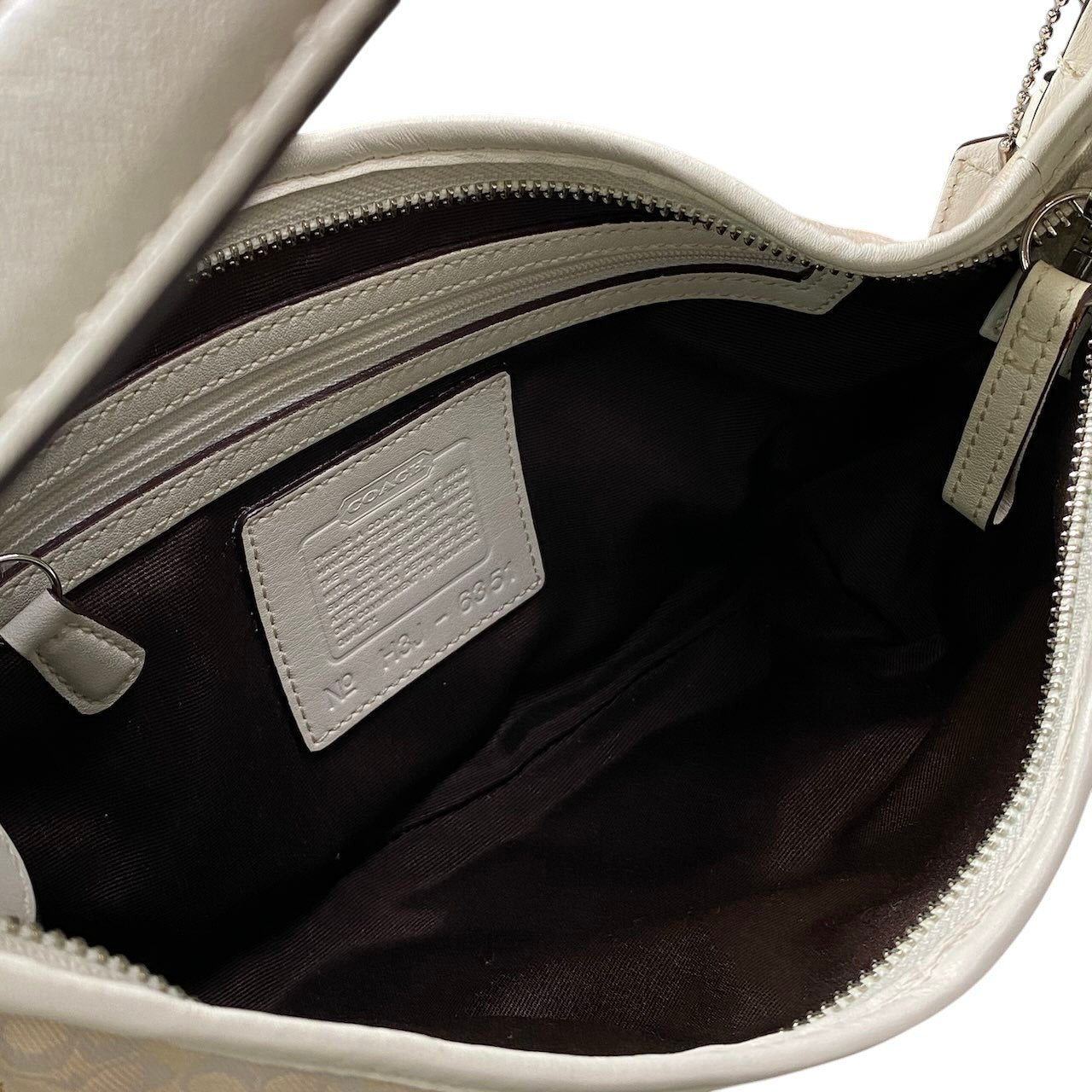 COACH コーチ ミニシグネチャー ワンショルダー ホーボーバッグ Mini Signature Hobo Bag 6351 ホワイト カバン 保存袋有t18r
