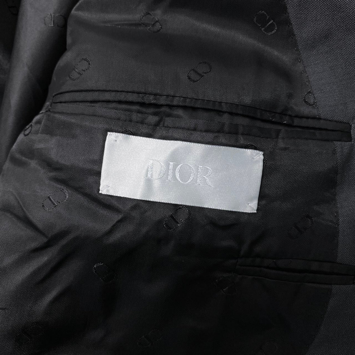 10j16【極美品】 DIOR ディオール テーラードジャケット シングル 1B 48 ダークグレー ウール シルク メンズ 紳士服u02t