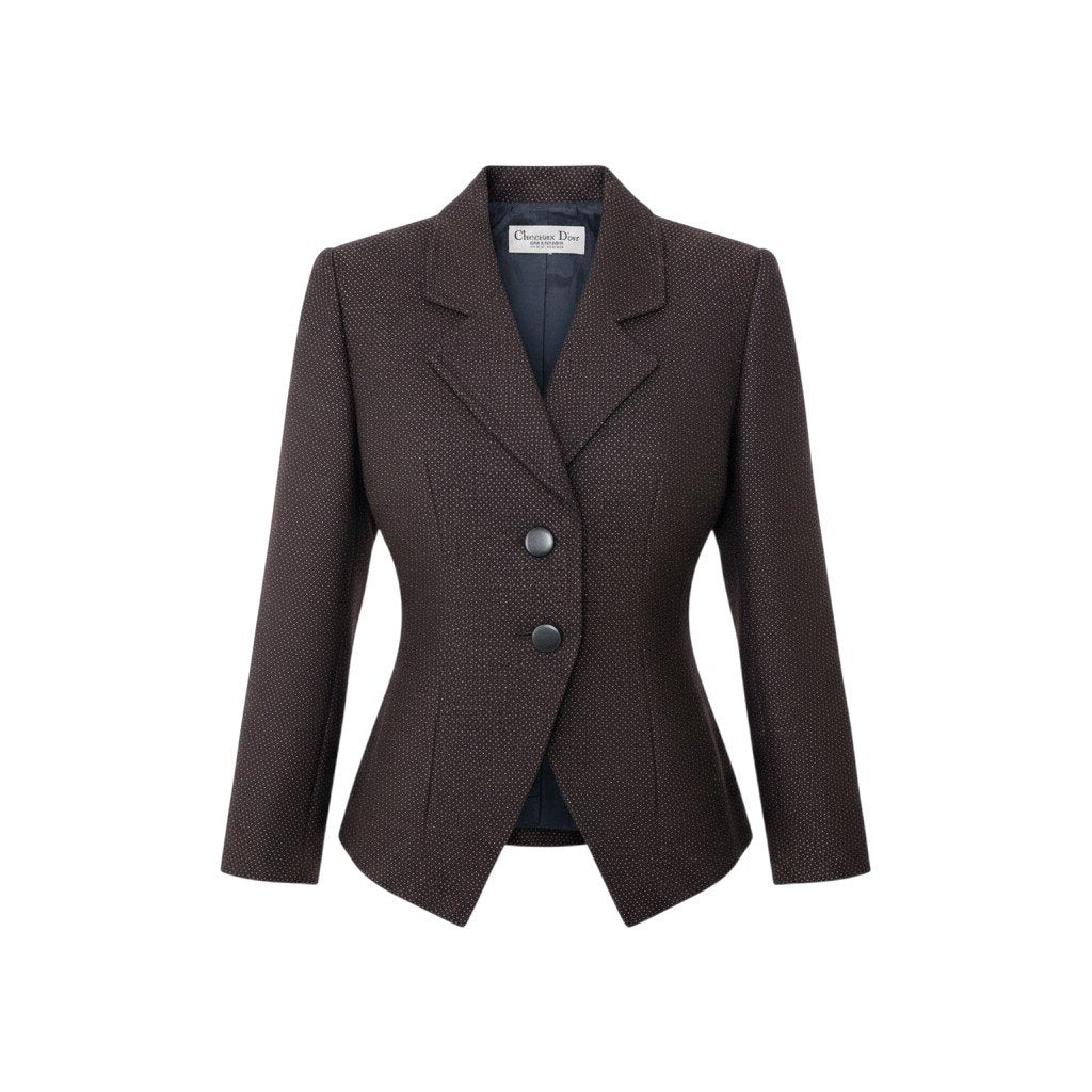 68h21 Christian Dior クリスチャンディオール テーラードジャケット ウールジャケット ブラック ボルドー レディースu02t
