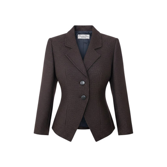 68h21 Christian Dior クリスチャンディオール テーラードジャケット ウールジャケット ブラック ボルドー レディースu02t