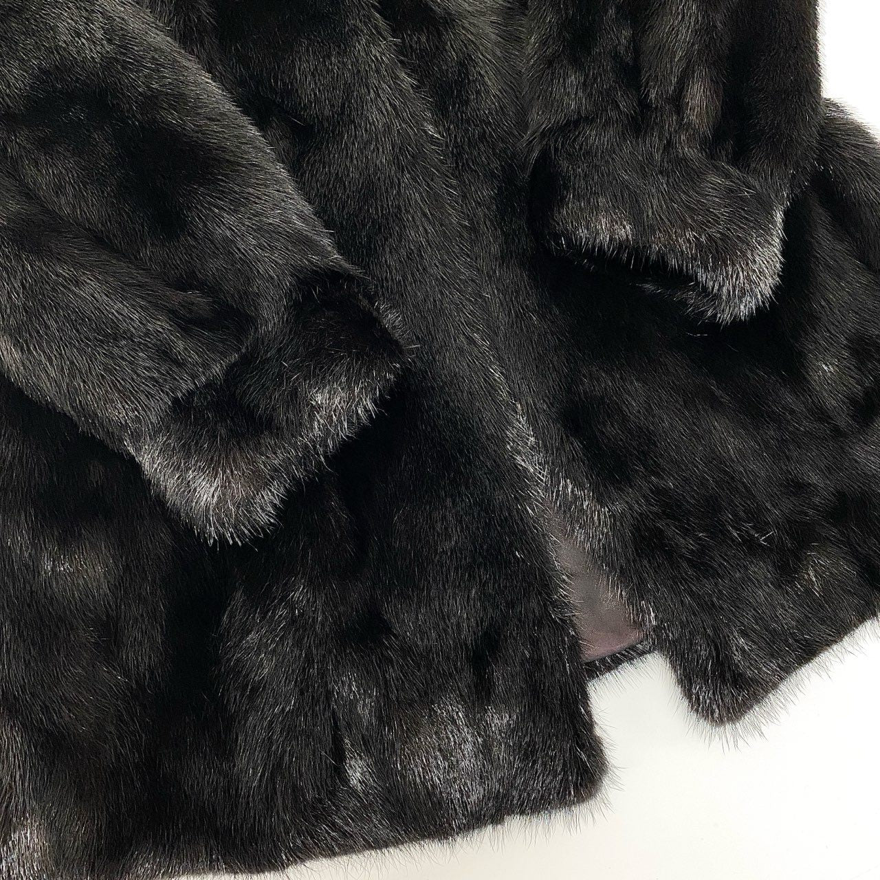 74j6 Belle Vison ベルビジョン SAGA MINK サガミンク ダークミンク 毛皮コート ミンクコート セミロングコート 13サイズ ブラック レディースt18r