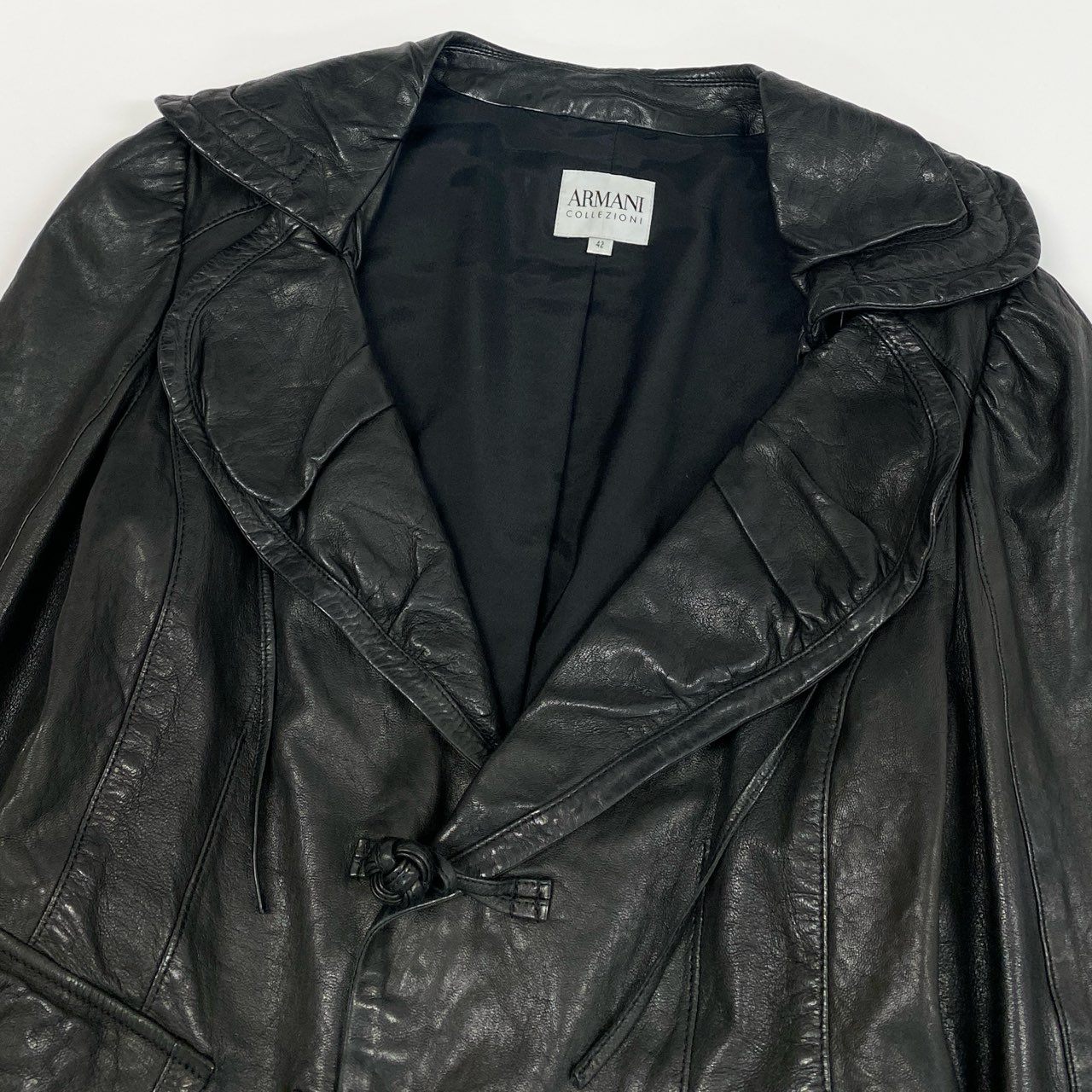 3L28 Armani Collezzoni アルマーニコレツィオーニ 2000’S Leather Jacket レザージャケット ラムレザー Size 42 レディース 女性用k02i
