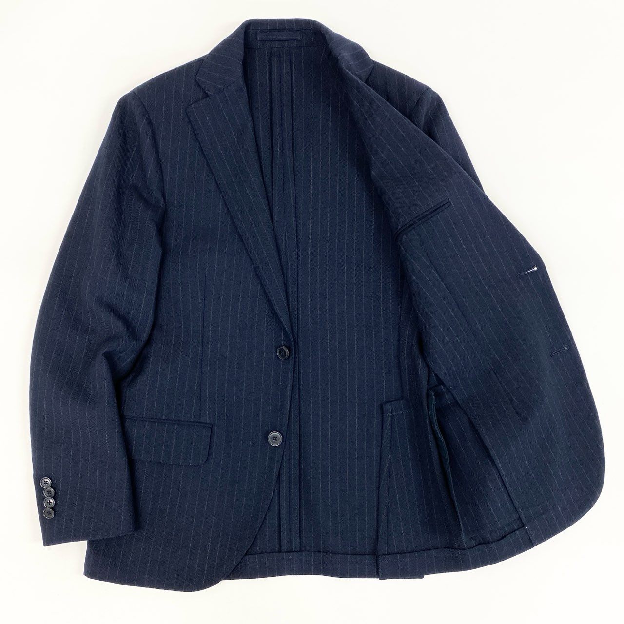 58i11 LARDINI ラルディーニ セットアップスーツ テーラードジャケット ブートニエール付き ストライプ メンズ 男性用 44 ネイビーu02t