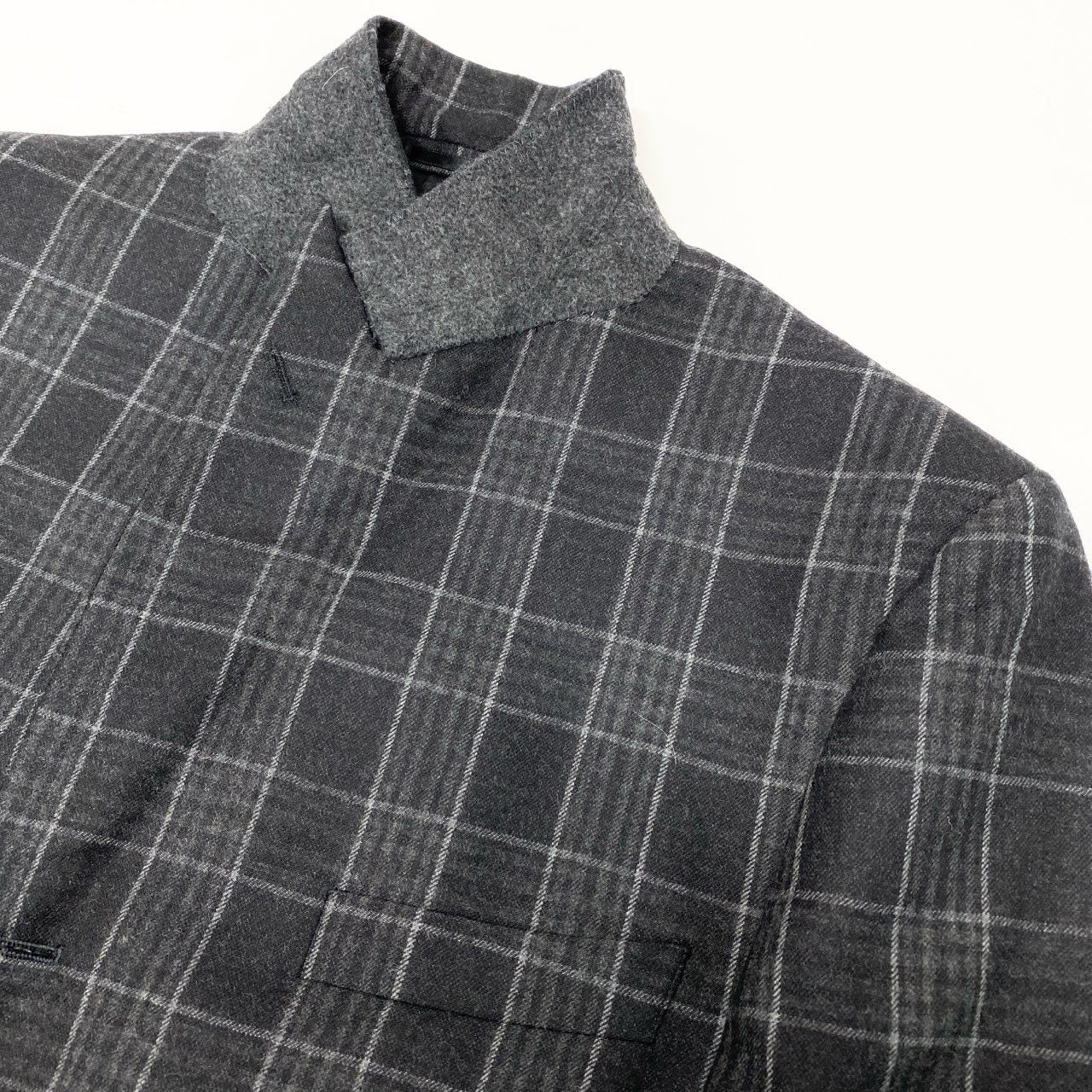 4k23 GINZA Global Style 銀座グローバルスタイル 英国製生地 JOHN FOSTER セットアップスーツ シングル 2B チェック柄 メンズ 紳士服 ダークグレー ウールu02t