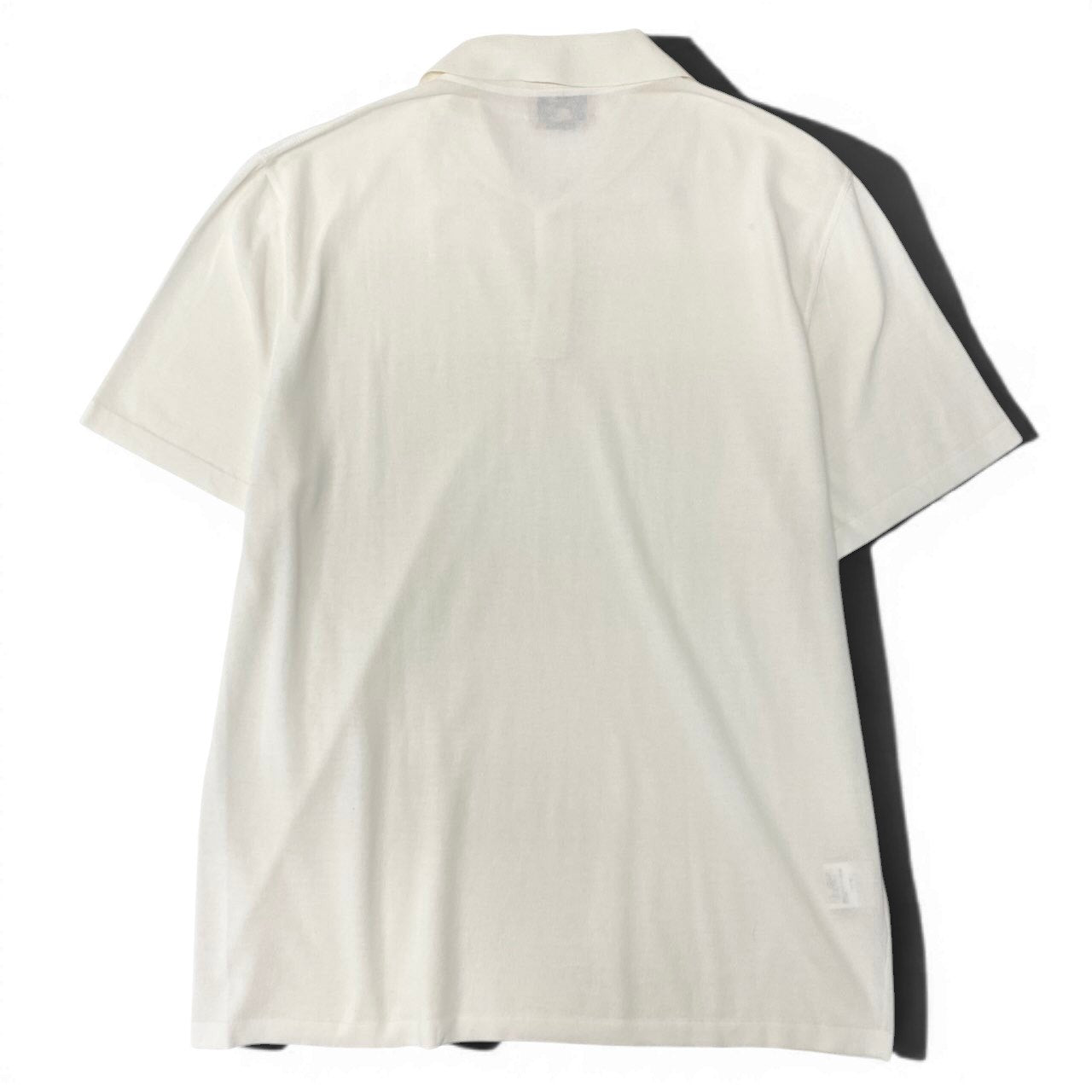 Md22 HERMES エルメス 半袖ニットポロシャツ コットンニット トップス イタリア製 Lサイズ ホワイト コットン100％ メンズ 男性用t18r