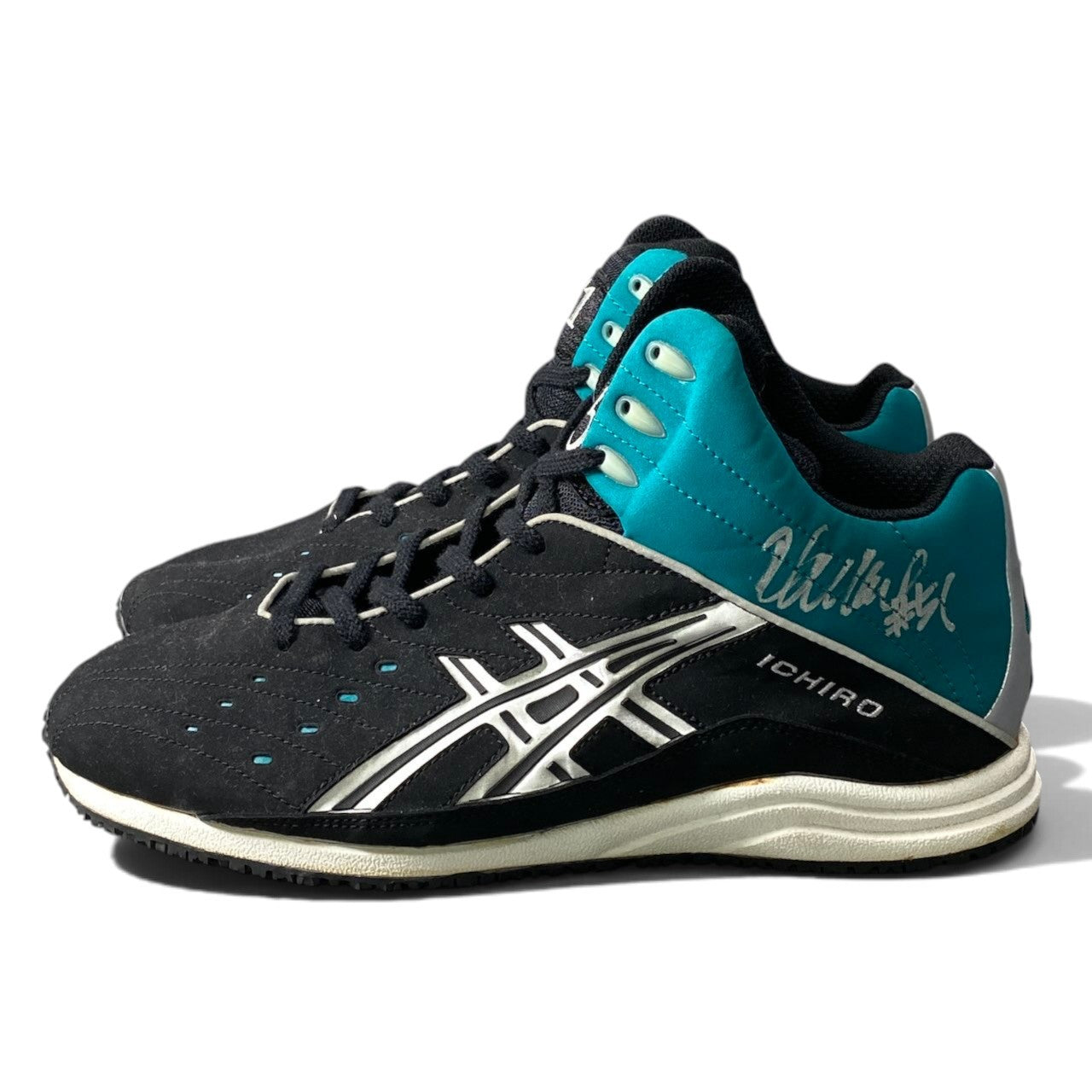 1h19 Asics アシックス 2003年 実使用 スパイク イチロー 直筆サイン入り ICHIRO ブラック グリーン メンズ 男性用k02i
