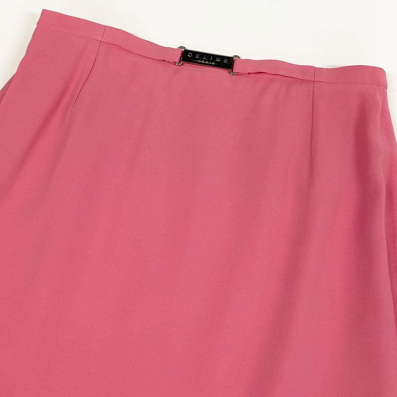 8b20 Vintage CELINE セリーヌ ロゴ金具 タイトスカート 膝丈 46 ライトピンク フランス製 大きいサイズu02t