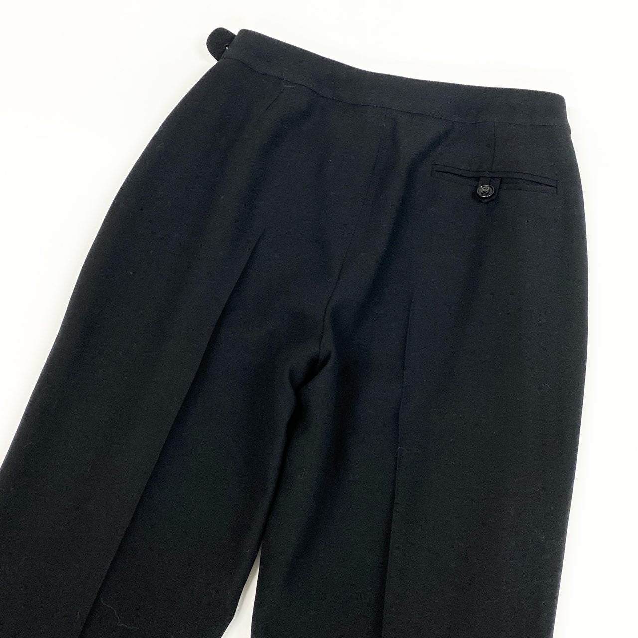 Cd9 CHANEL シャネル 2001 ココマークボタン リラックス スラックスパンツ U01384 36 ブラック ウールu02t