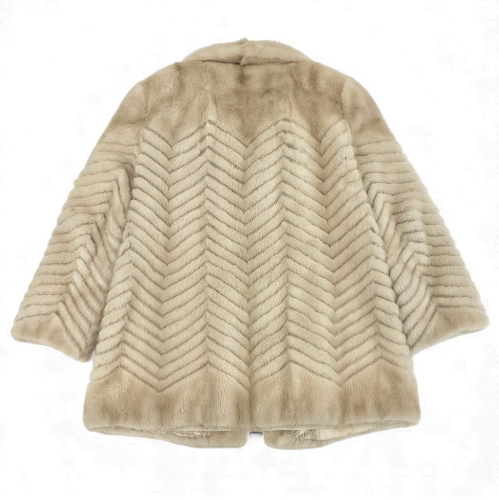 10L15 パールミンク ファーコート サイズ11号 ホワイト 本毛皮 PEARL MINK FUR ポケット有t18r