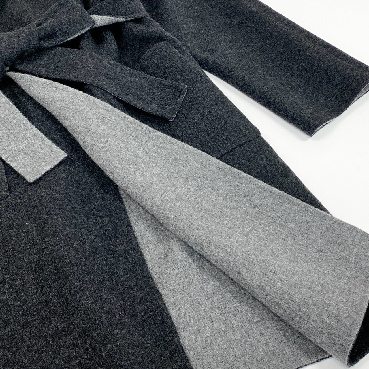 14L1 【美品】bamford バンフォード ウールロングコート リバーシブルコート フーデットコート アウター イタリア製 Mサイズ相当 グレー レディースu02t