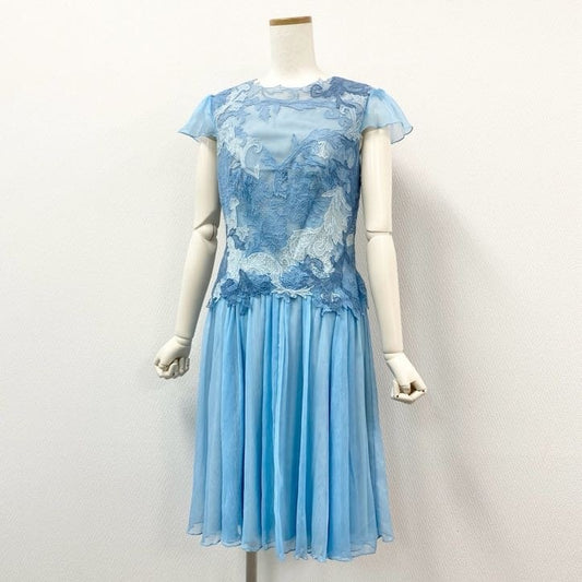 79g24 《未使用》定価￥113.300 TADASHI SHOJI タダシショージ Ines Dress レースドレスワンピース 2 ブルー パーティ 結婚式_