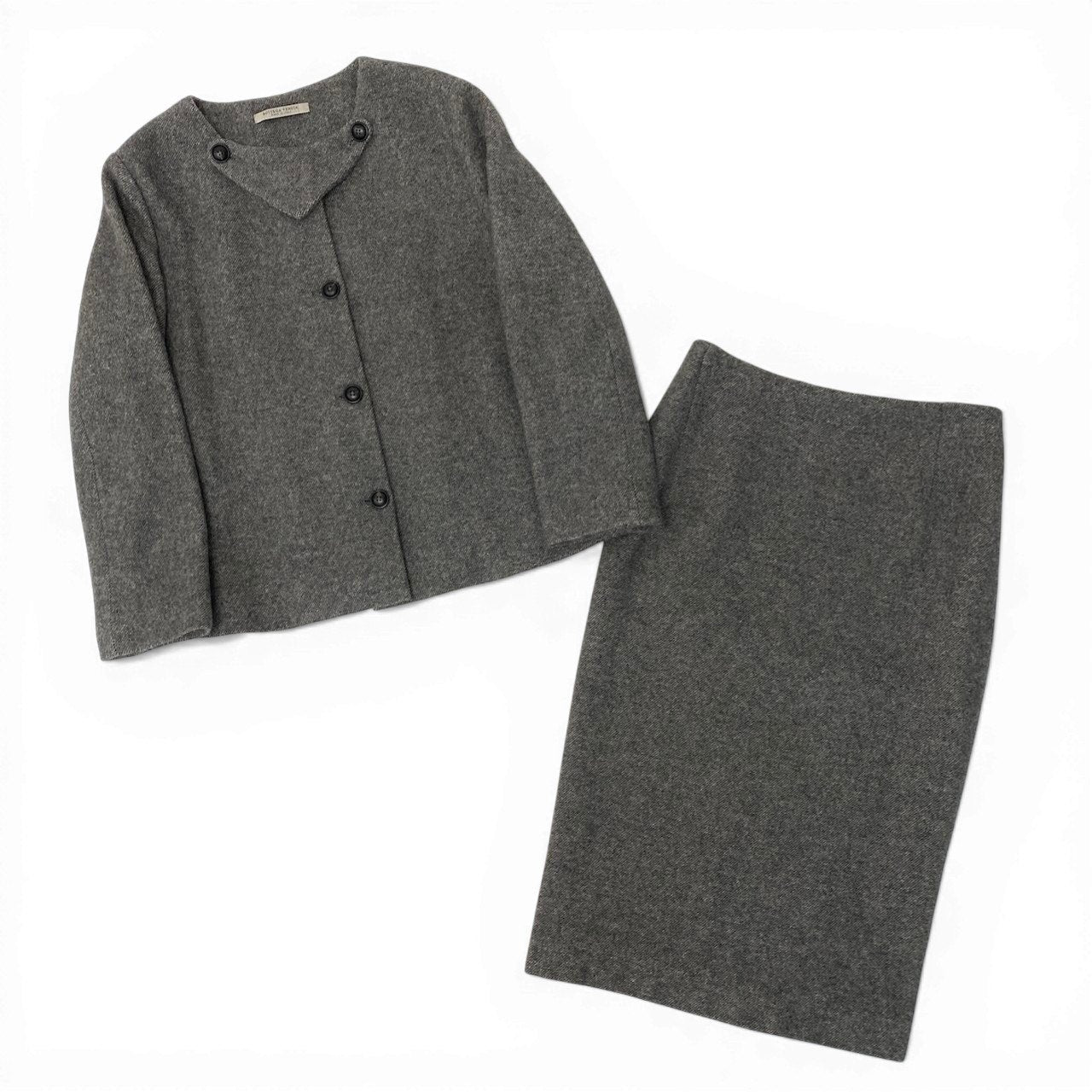 E Bottega Veneta ボッテガヴェネタ スカートセットアップ ジャケット スカート アンゴラ混 イタリア製 38サイズ グレー系 レディース 女性用nu1