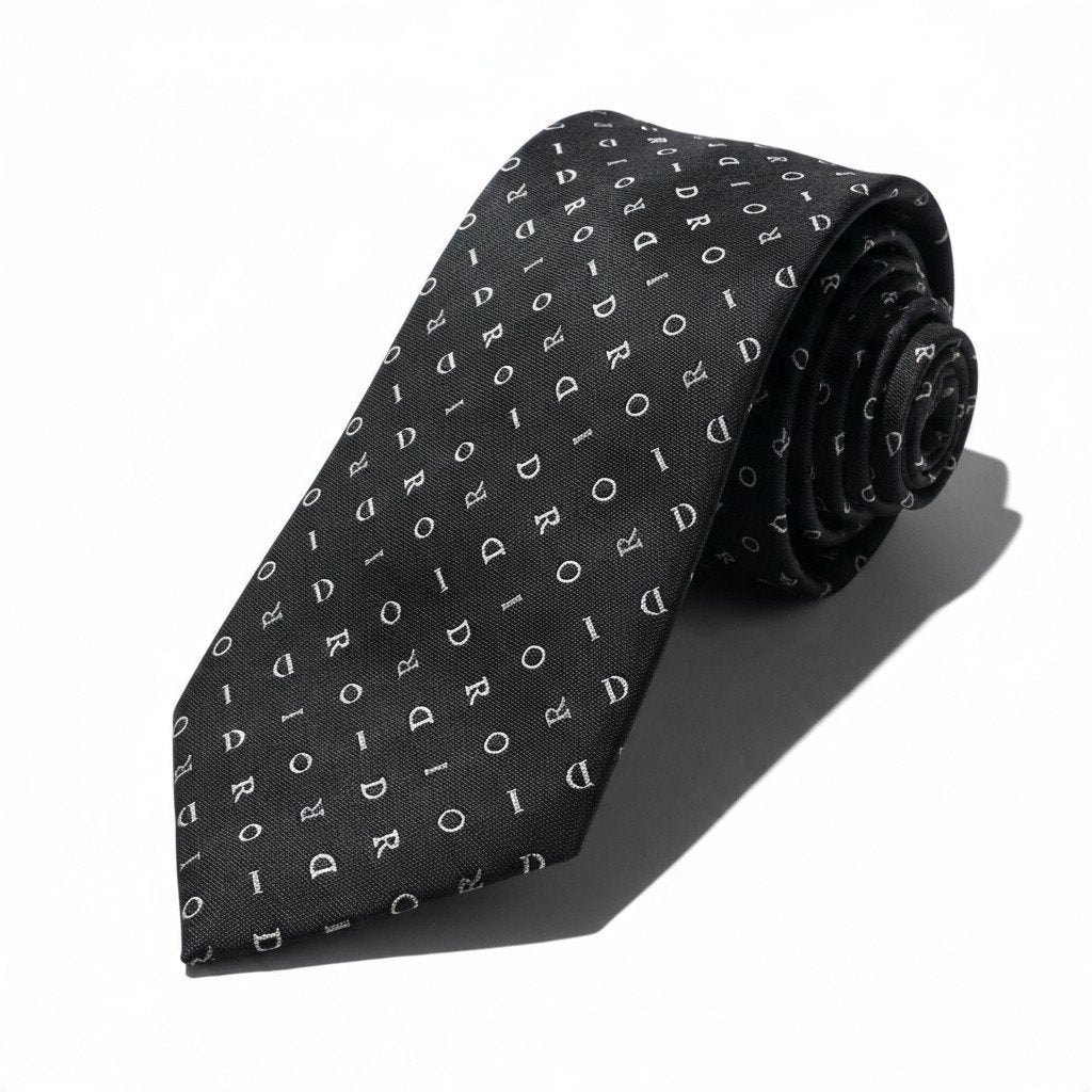 j14【未使用】 DIOR HOMME ディオールオム ブランドロゴ 総柄 ネクタイ ブラック シルク100％ メンズu02t