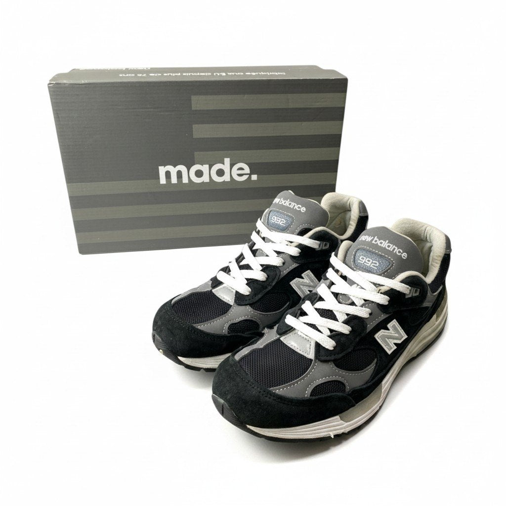 1g1 new balance ニューバランス Made in USA 992 Core ローカットスニーカー シューズ スエード M922EB 25cm ブラック グレー ホワイト メンズ 紳士靴o07t