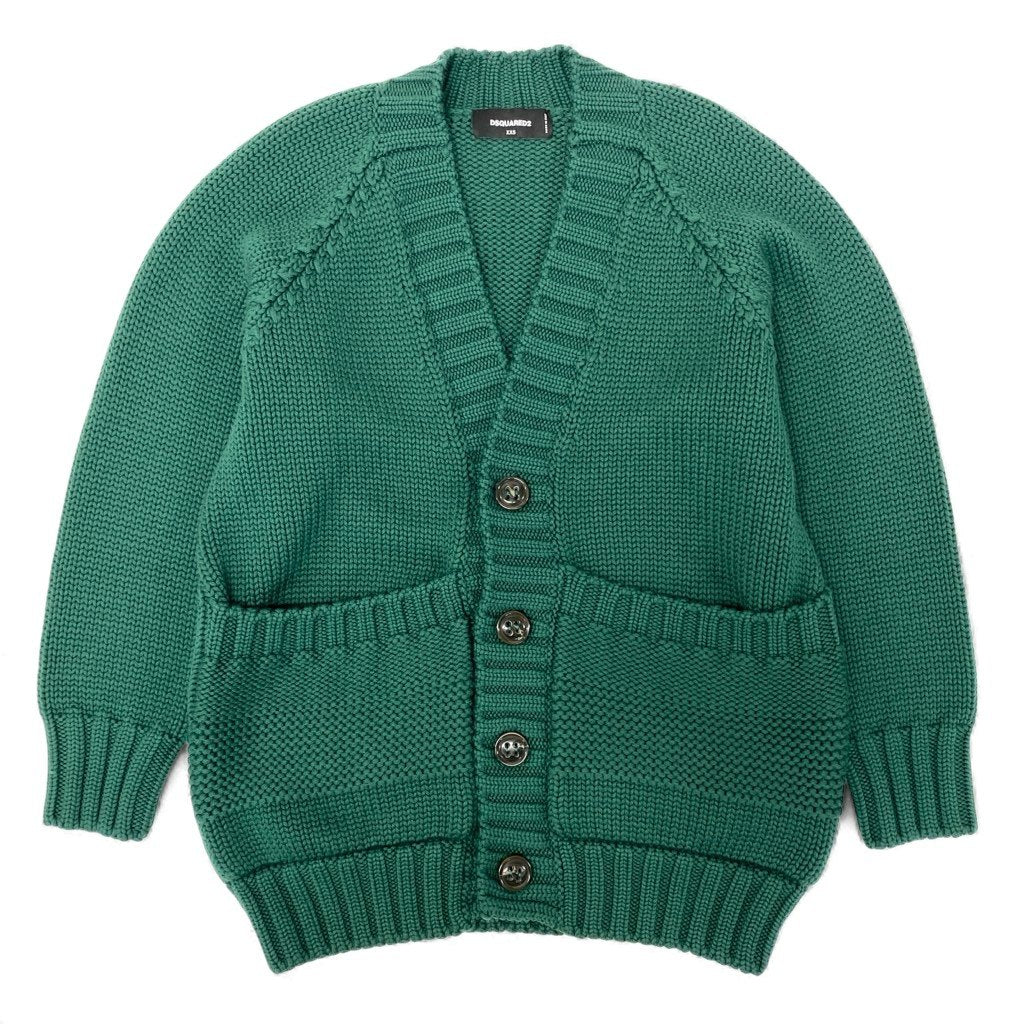 39l15 DSQUARED2 ディースクエアード イタリア製 マキシカーディガン オーバーサイズ ローゲージ 22AW S72HA1092 XXS グリーン ウール メンズo07t