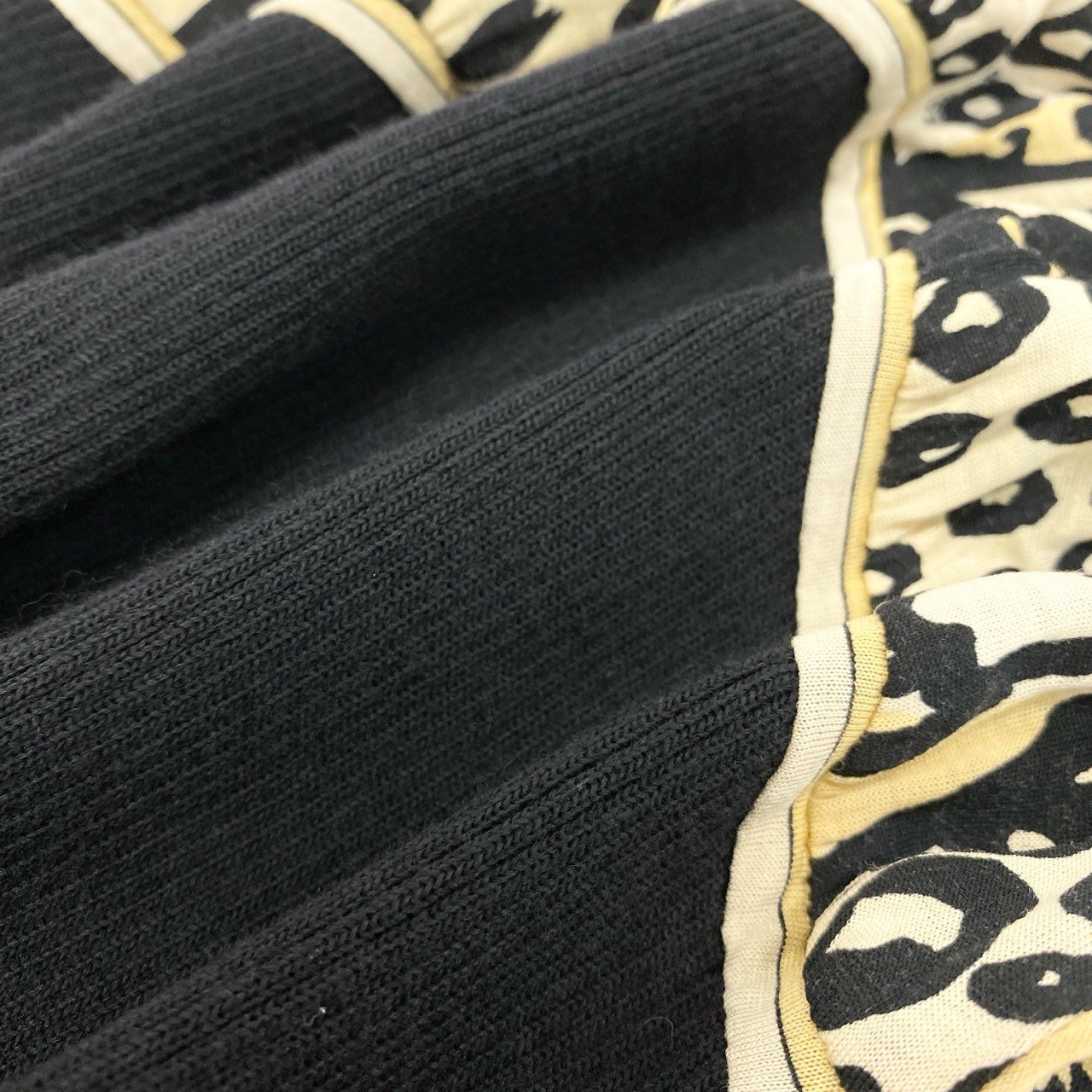 59k1 LEONARD レオナール イタリア製 レオパード柄 長袖 ハイネック ニットワンピース ドレス ブラック ウール シルク レディースo07t