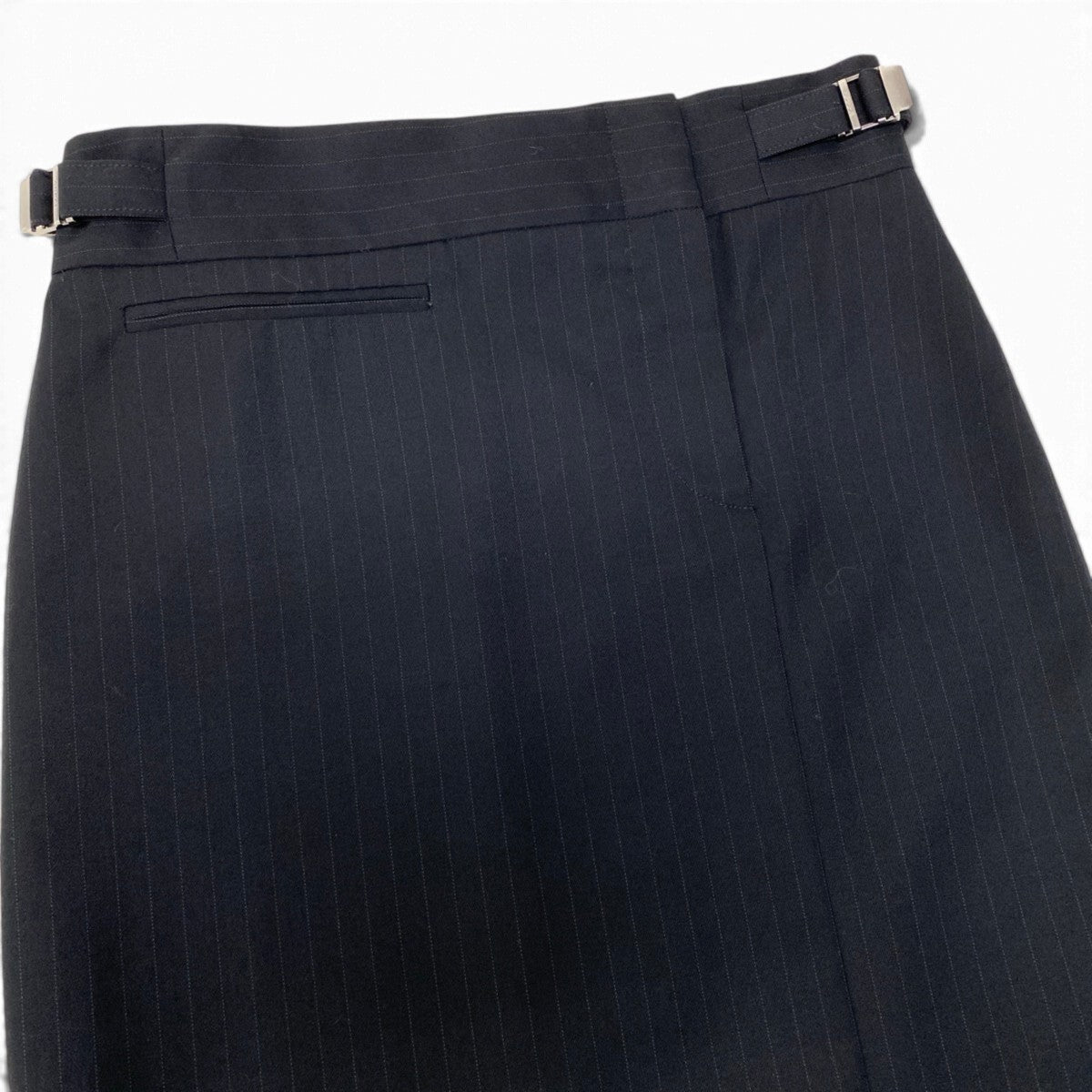 30j4 GUCCI グッチ 1998年 トムフォード期 スカート ストライプ サイドアジャスター 38サイズ ブラック ウール100％ レディース 女性用u02t