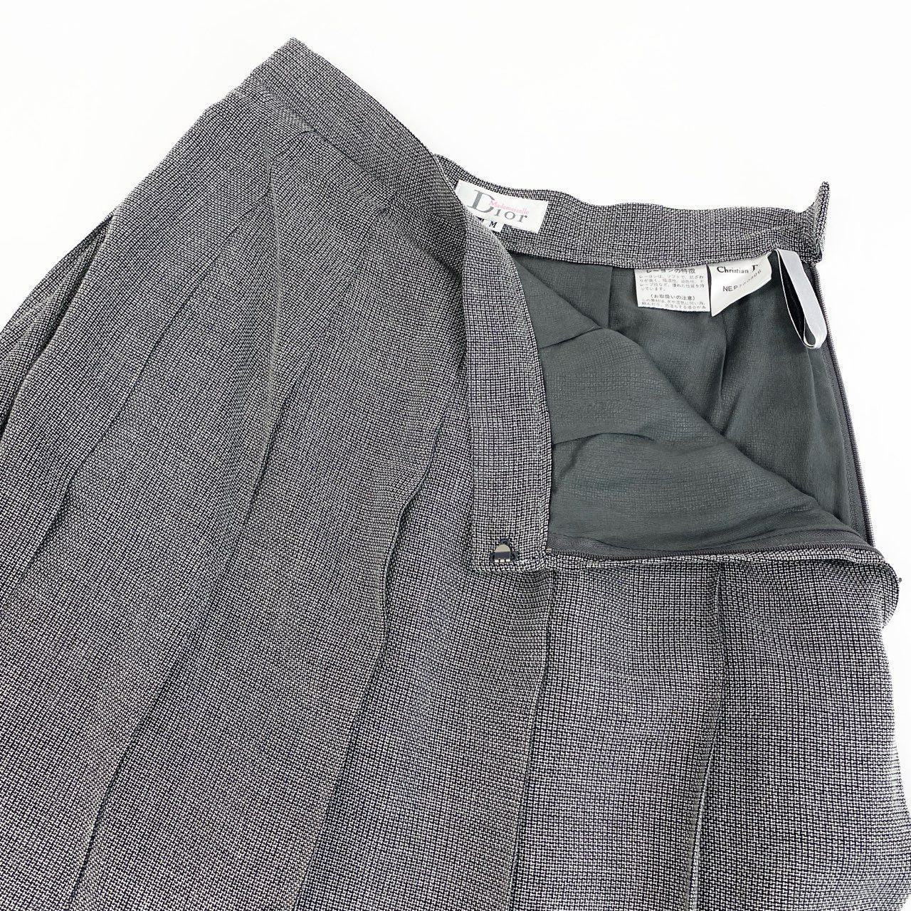 31b12 Mademoiselle Dior マドモアゼルディオール スカートセットアップ テーラードジャケット プリーツスカート Mサイズ グレー レディース 女性用u02t