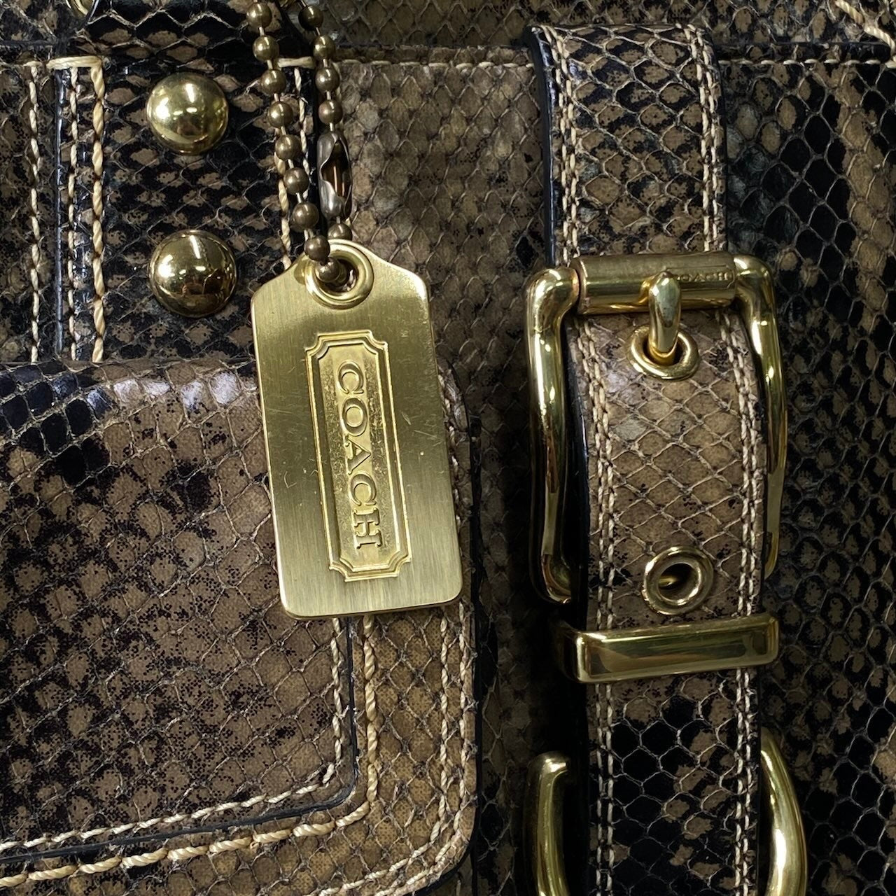 h11 COACH コーチ ミランダプリンテッド パイソンサッチェル ハンドバッグ Hampton Miranda Python Satchel Handbag 11089t18r
